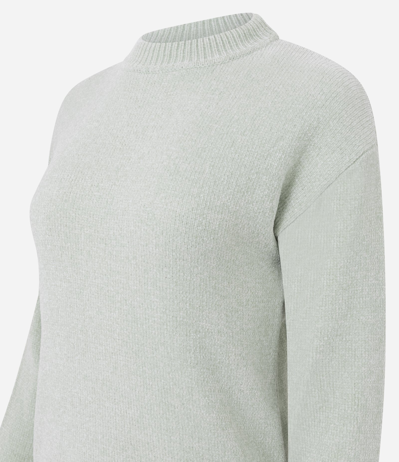 Blusa Slim em Tricô Chenille com Gola Redonda Verde Claro 6