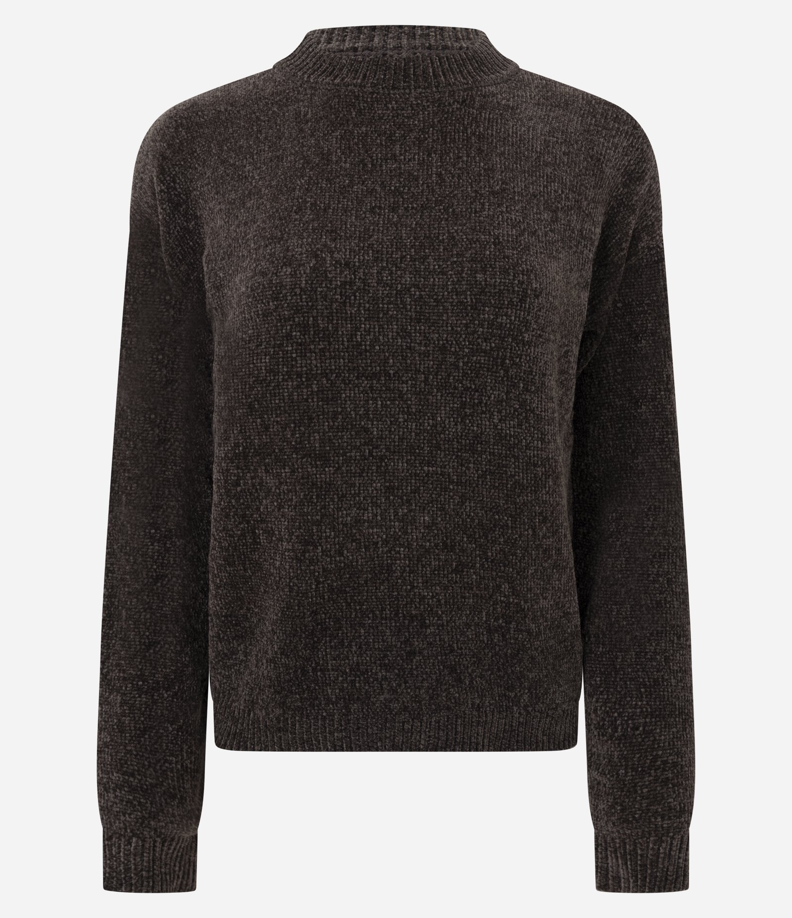 Blusa Slim em Tricô Chenille com Gola Redonda Marrom Escuro 5