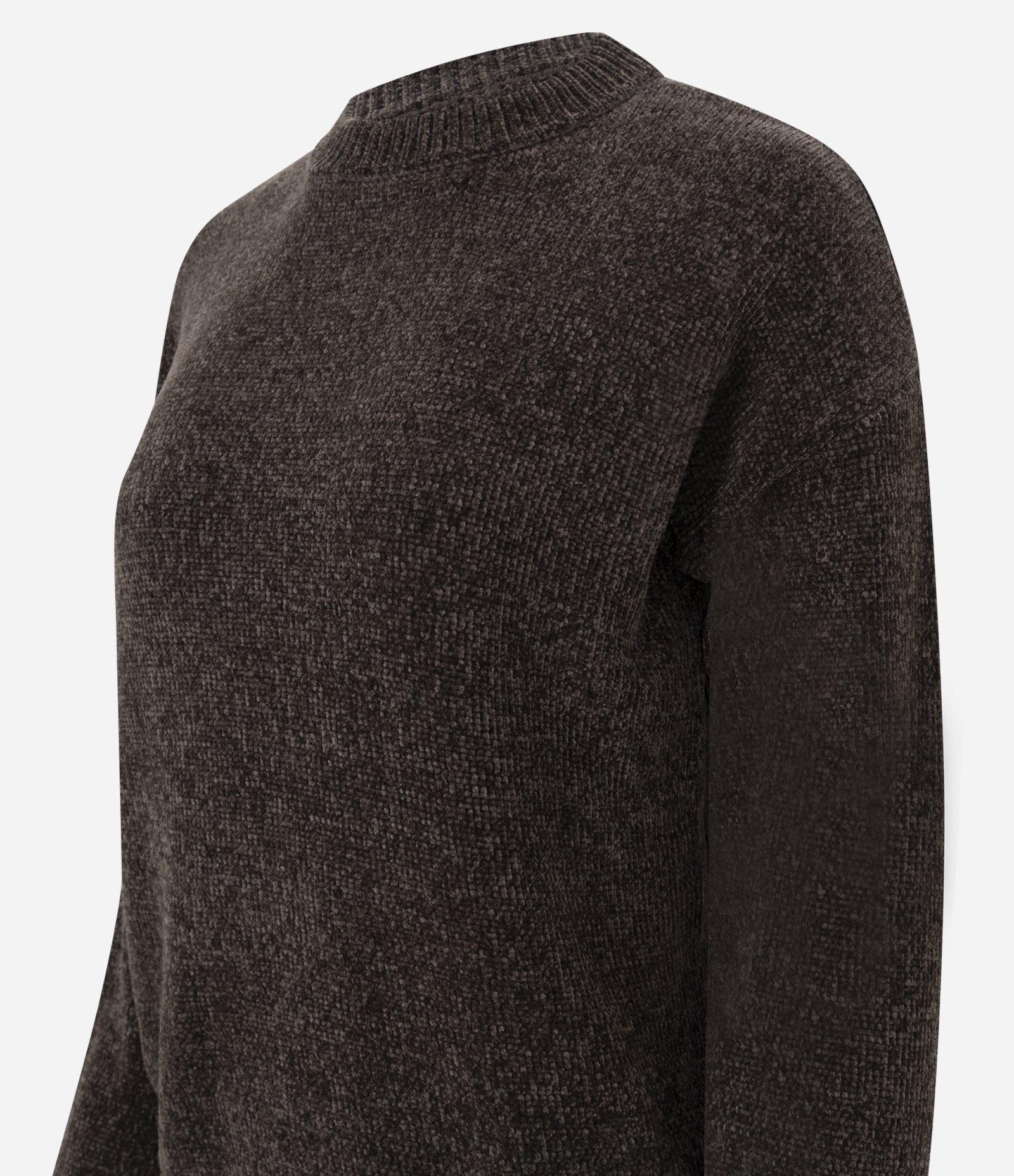 Blusa Slim em Tricô Chenille com Gola Redonda Marrom Escuro 6
