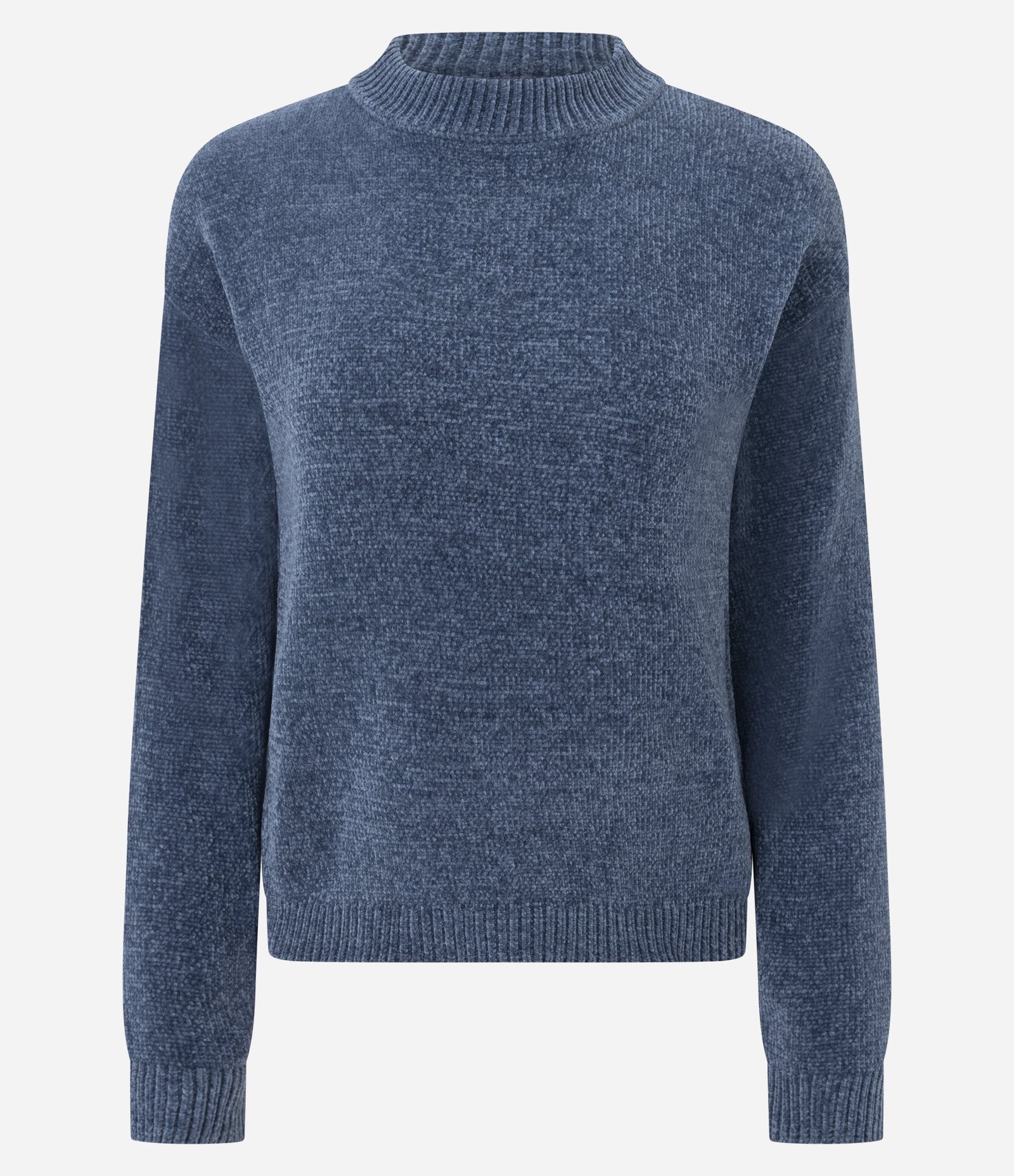 Blusa Slim em Tricô Chenille com Gola Redonda Azul Marinho 4