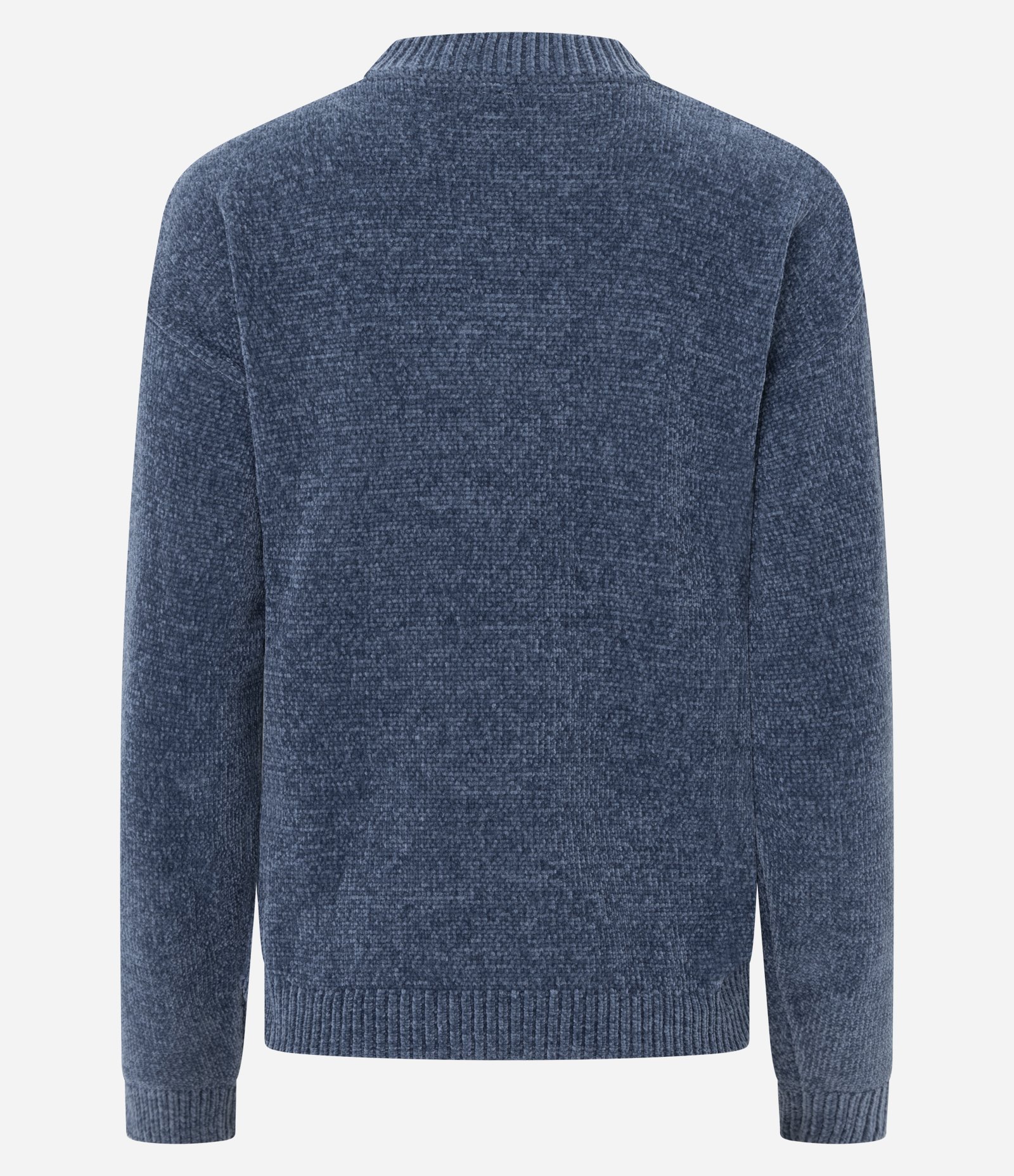 Blusa Slim em Tricô Chenille com Gola Redonda Azul Marinho 6
