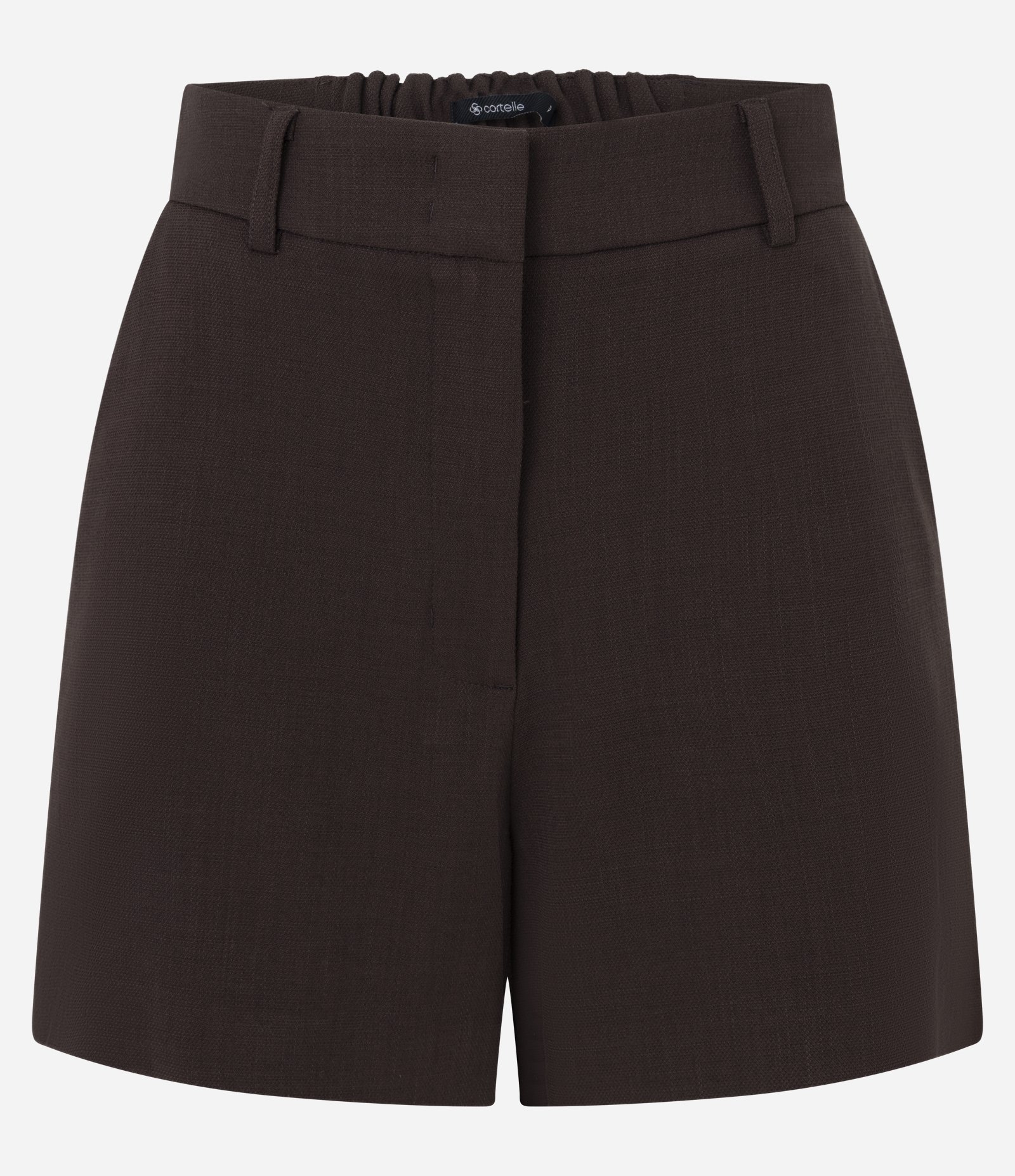 Short Alfaiatado em Crepe com Cós Elástico Marrom 1