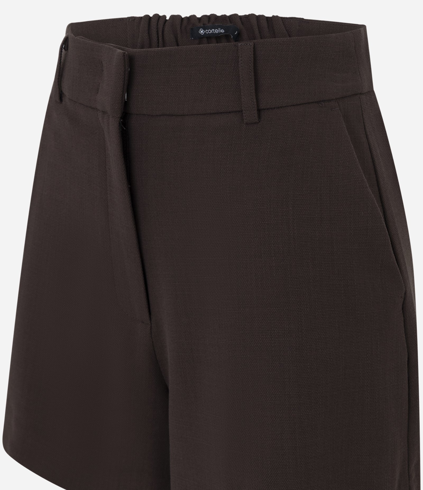 Short Alfaiatado em Crepe com Cós Elástico Marrom 2