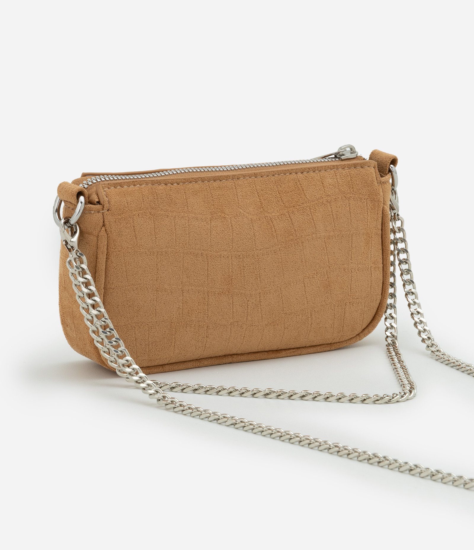 Bolsa Baguete Pequena com Alça de Corrente Marrom 3