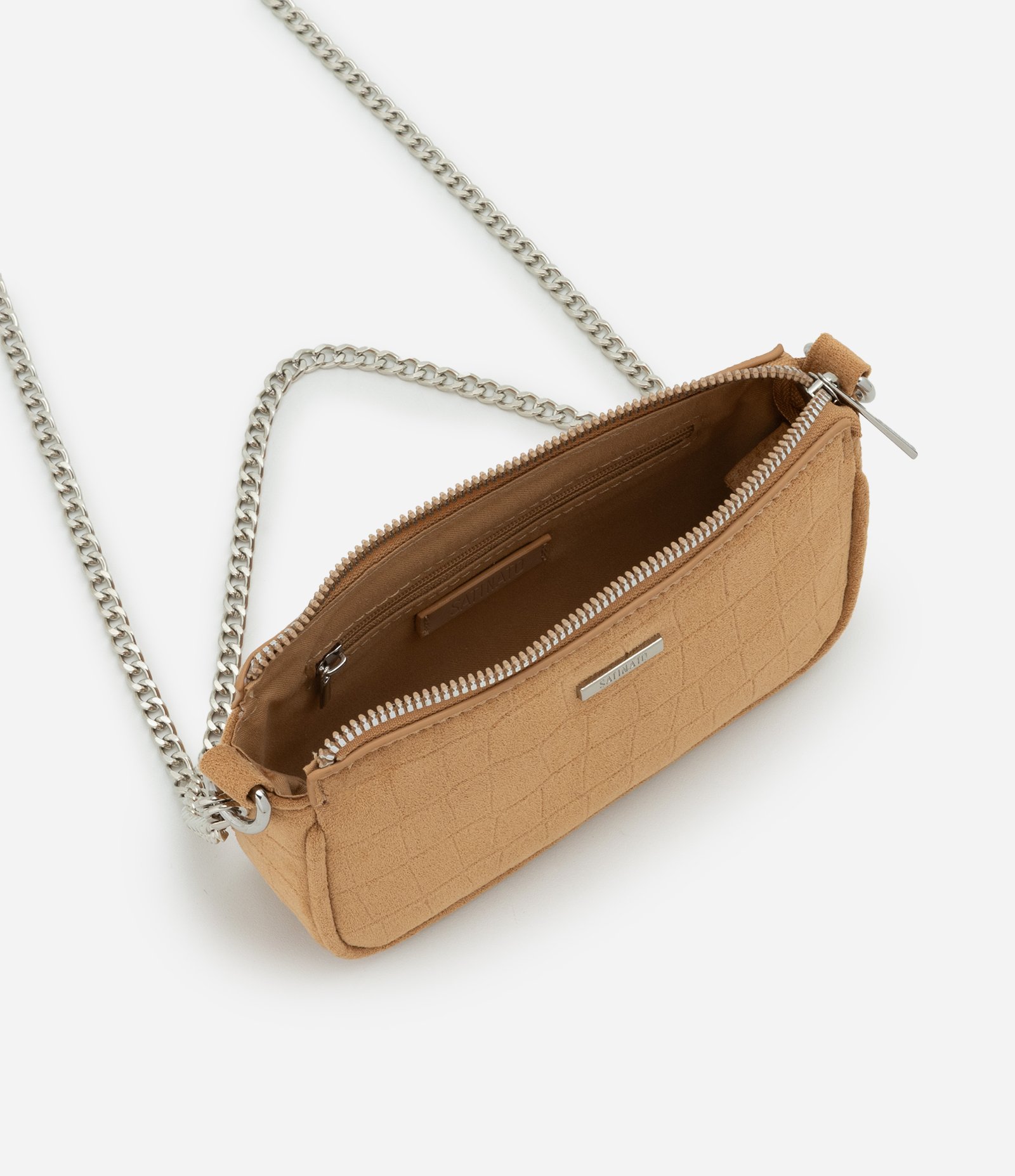 Bolsa Baguete Pequena com Alça de Corrente Marrom 4