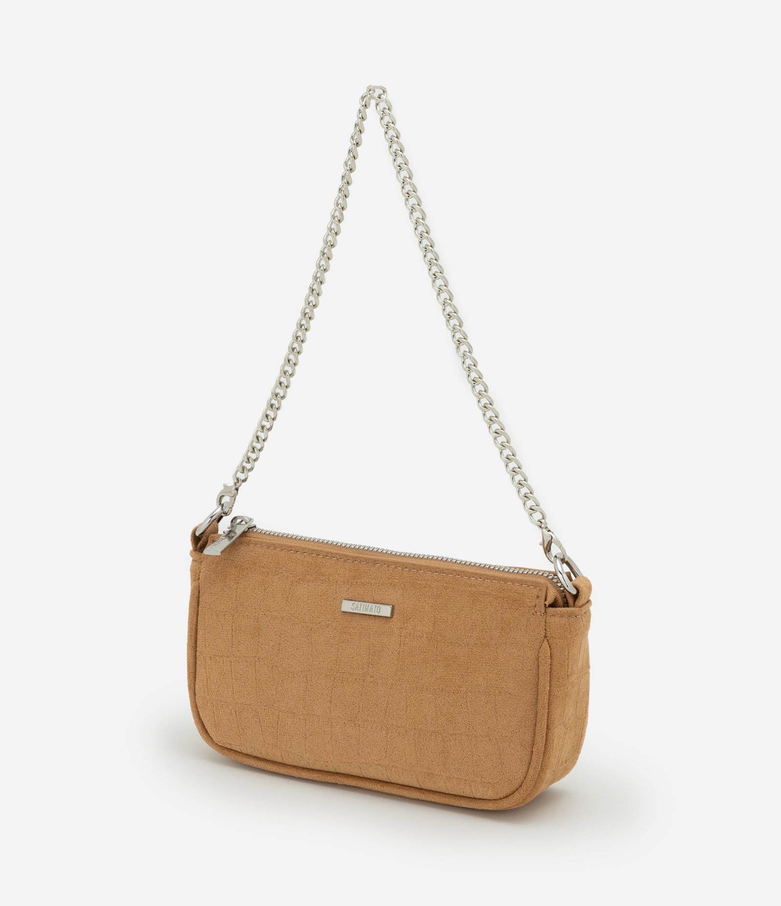 Bolsa Baguete Pequena com Alça de Corrente Marrom 6