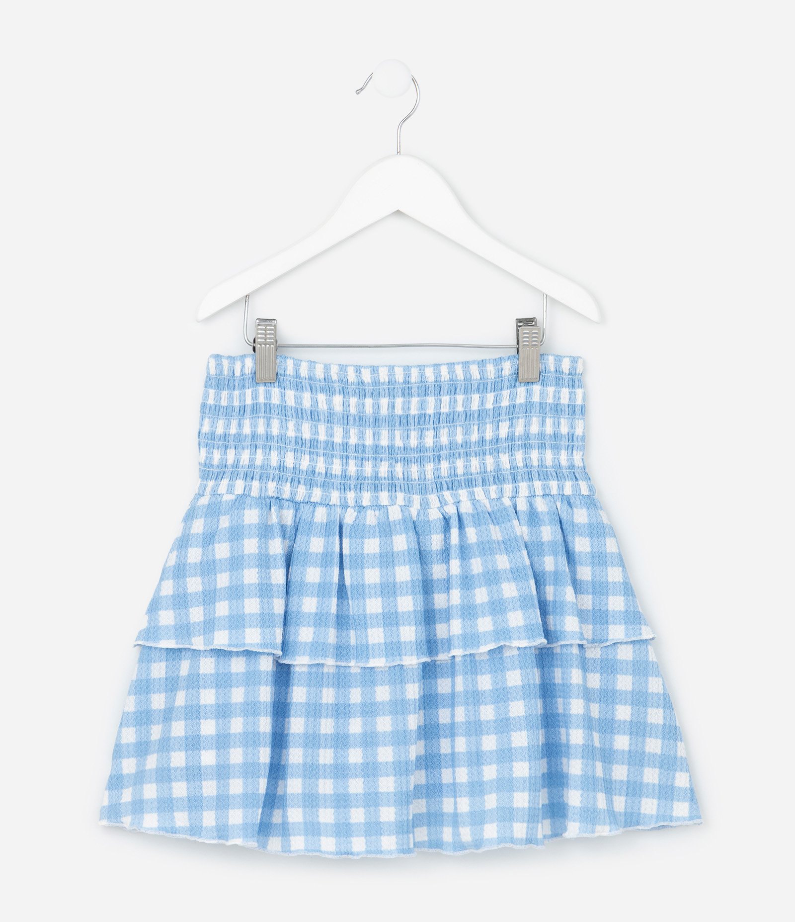 Saia Infantil Vichy com Cintura Lastex - Tam 5 a 14 Anos Azul Bebê 1