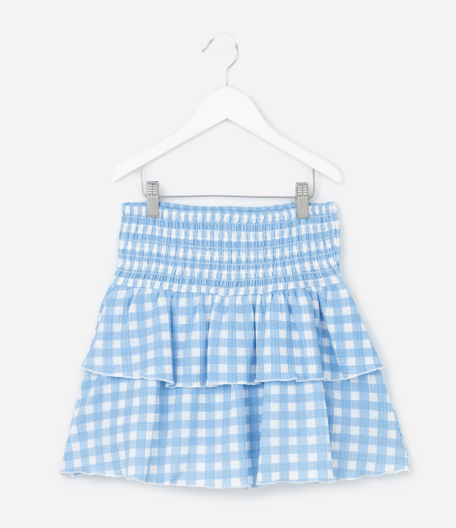 Saia Infantil Vichy com Cintura Lastex - Tam 5 a 14 Anos Azul Bebê 2