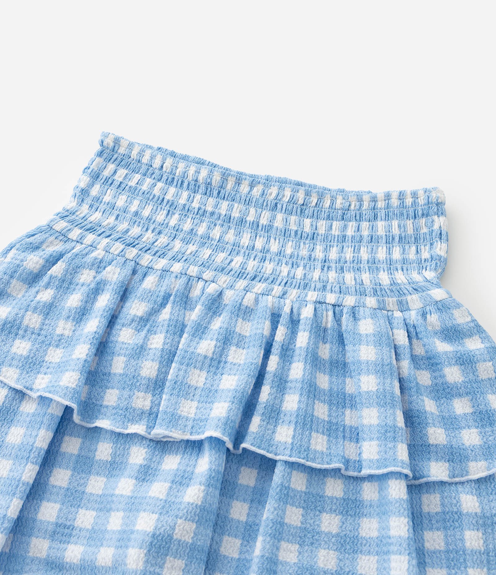 Saia Infantil Vichy com Cintura Lastex - Tam 5 a 14 Anos Azul Bebê 5