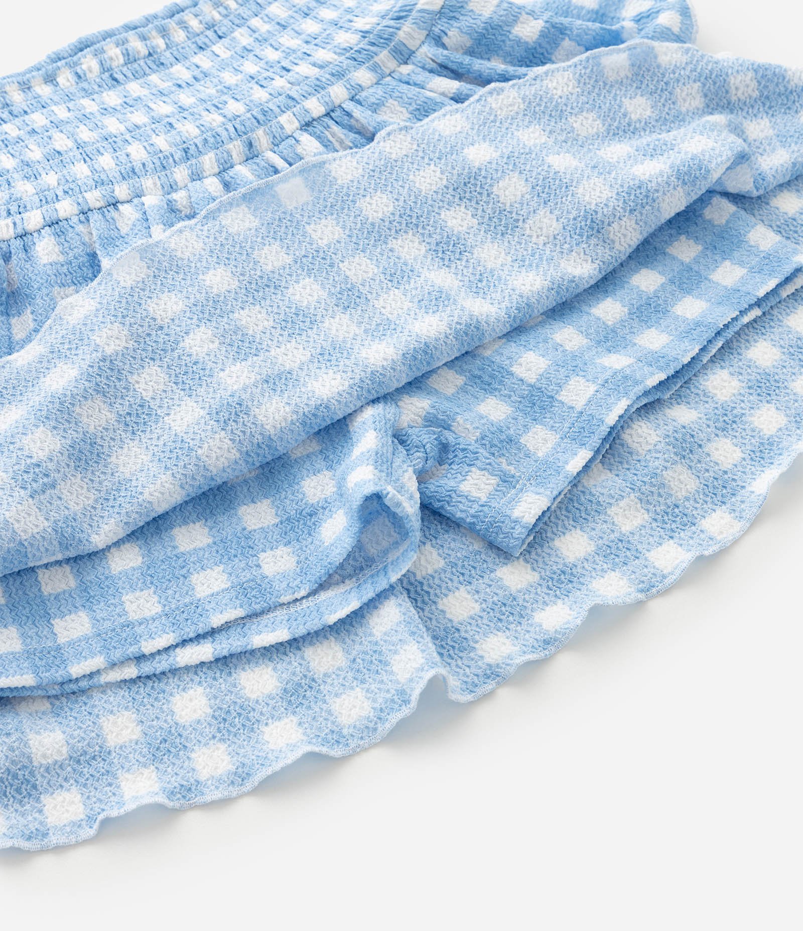 Saia Infantil Vichy com Cintura Lastex - Tam 5 a 14 Anos Azul Bebê 6