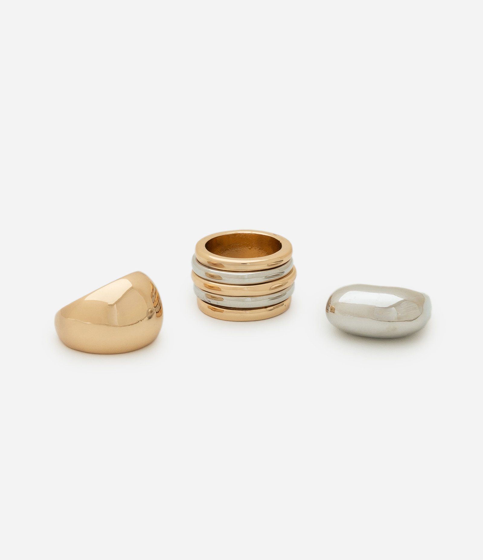 Kit 03 Anéis Bold Diversos Bicolor Dourado/Prata 3