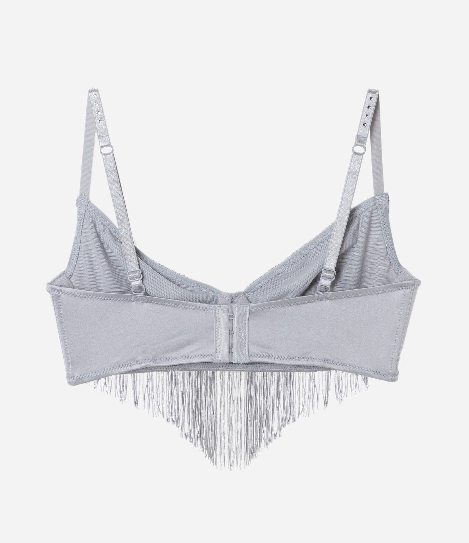 Sutiã sem Bojo em Microfibra com Strass e Franjas Prata 5