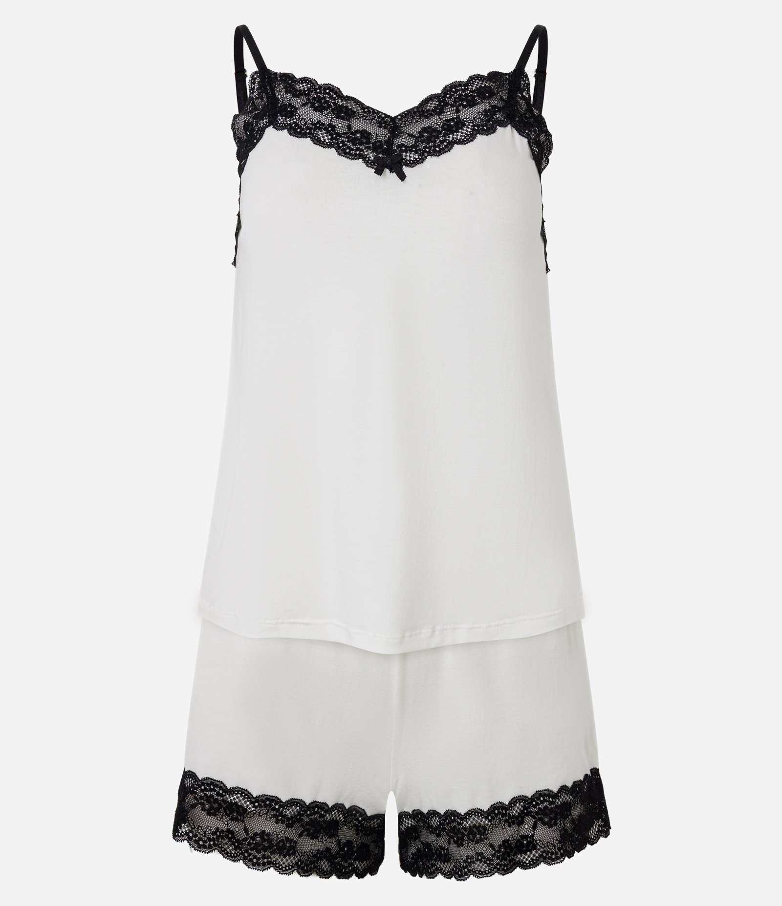 Pijama Short Doll em Viscose com Alcinha e Aplicação de Renda Branco 5