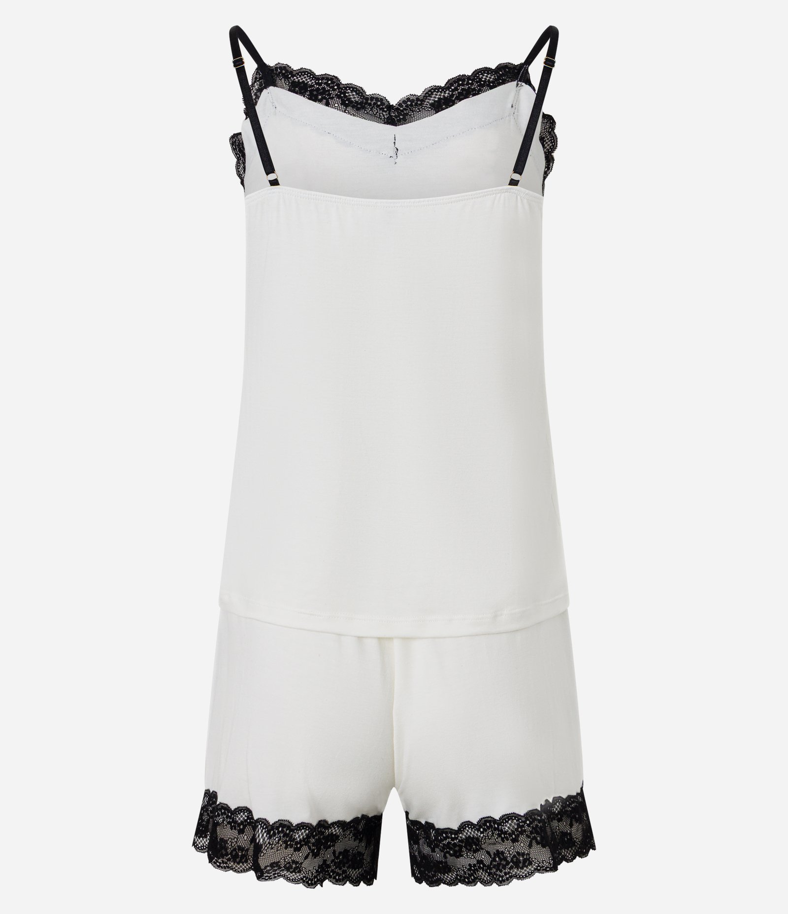 Pijama Short Doll em Viscose com Alcinha e Aplicação de Renda Branco 7