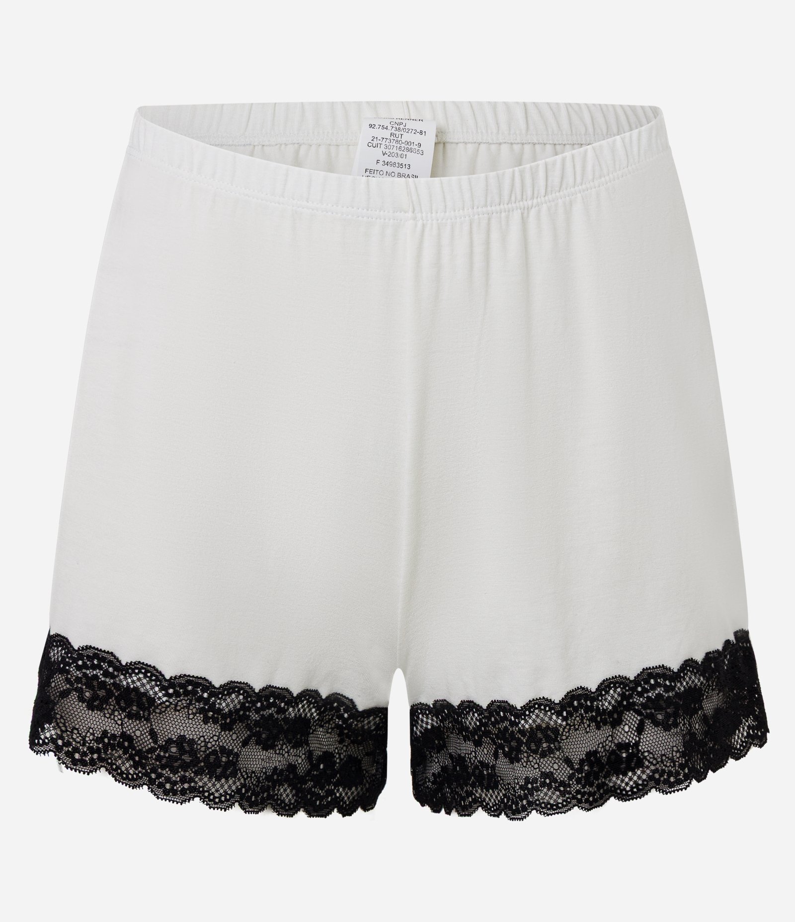 Pijama Short Doll em Viscose com Alcinha e Aplicação de Renda Branco 8