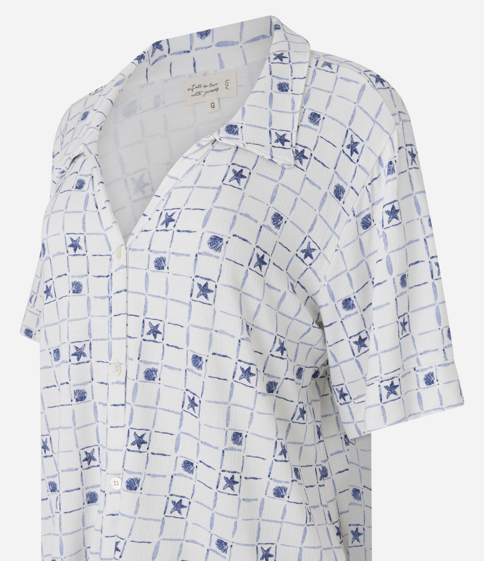 Pijama Short Doll Americano em Viscolycra com Estampa de Conchinhas Branco 4