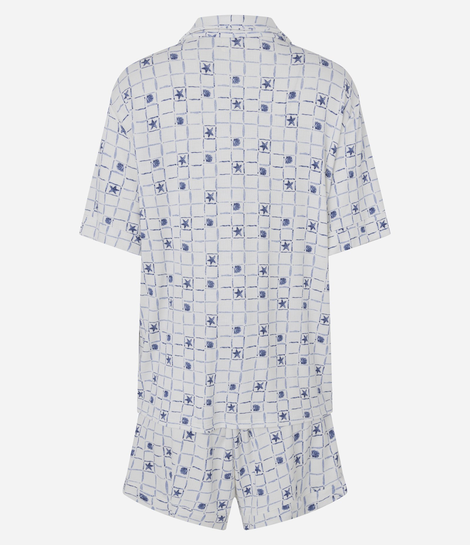 Pijama Short Doll Americano em Viscolycra com Estampa de Conchinhas Branco 5