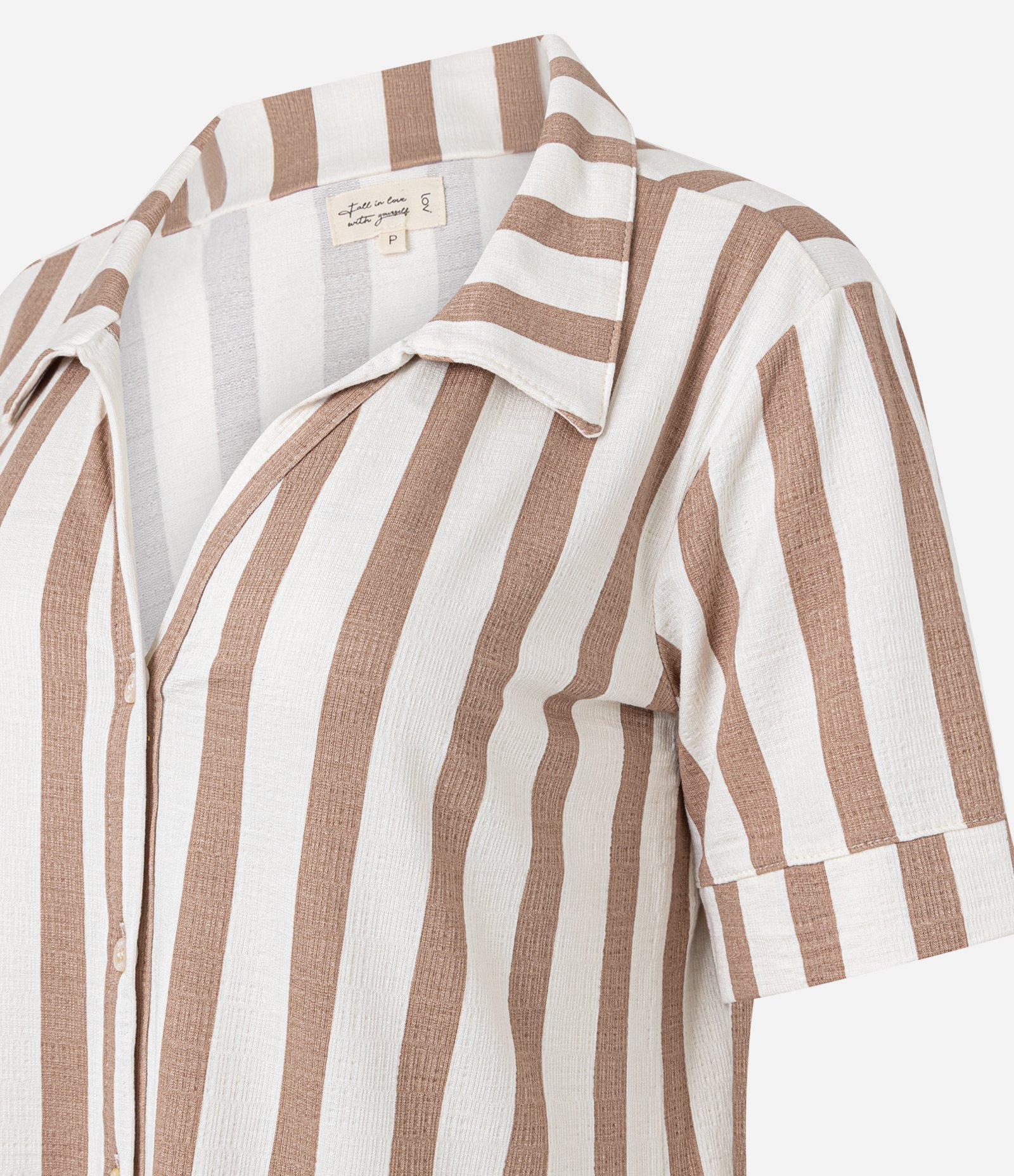 Pijama Short Doll Americano em Viscolycra com Estampa Listrada Marrom 5