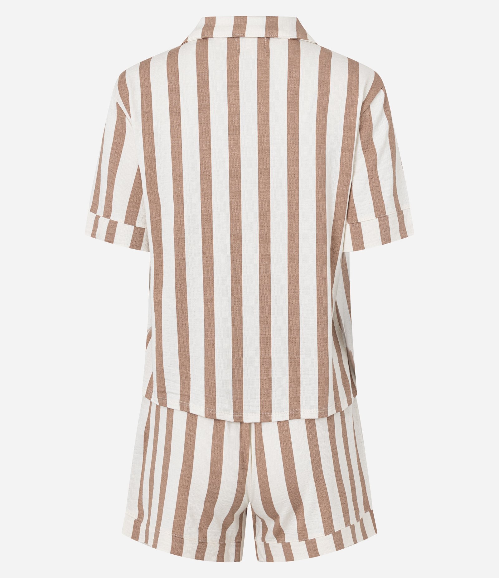 Pijama Short Doll Americano em Viscolycra com Estampa Listrada Marrom 6