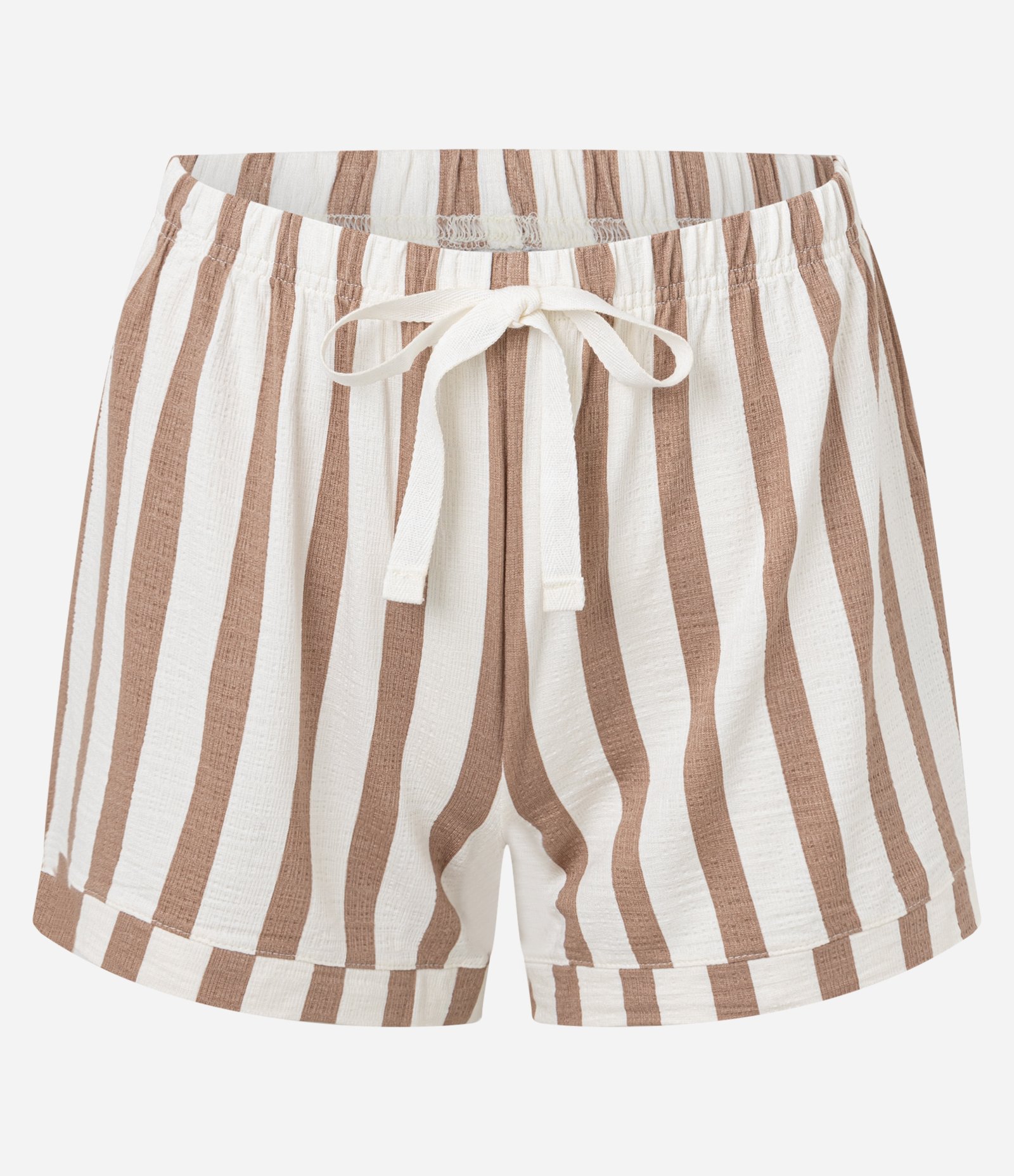 Pijama Short Doll Americano em Viscolycra com Estampa Listrada Marrom 7