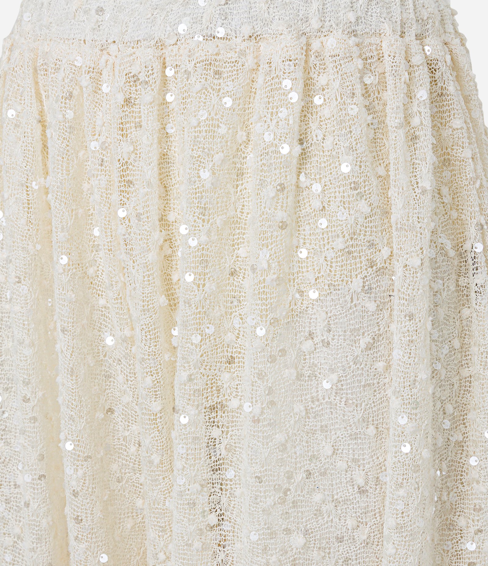 Calça Aladim Balloon Cintura Alta em Tricô com Paetês Bege 7