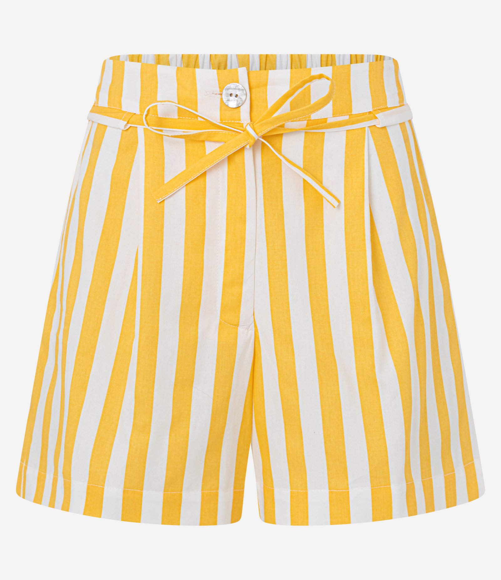 Short em Tricoline com Listras e Cinto de Amarração Amarelo 6