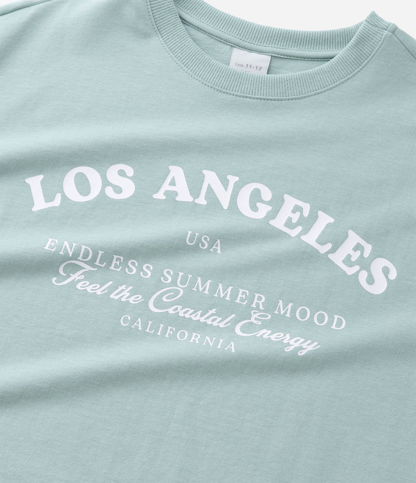 Camiseta Over Infantil com Estampa Letterng Los Angeles - Tam 7 a 16 Anos Verde 5