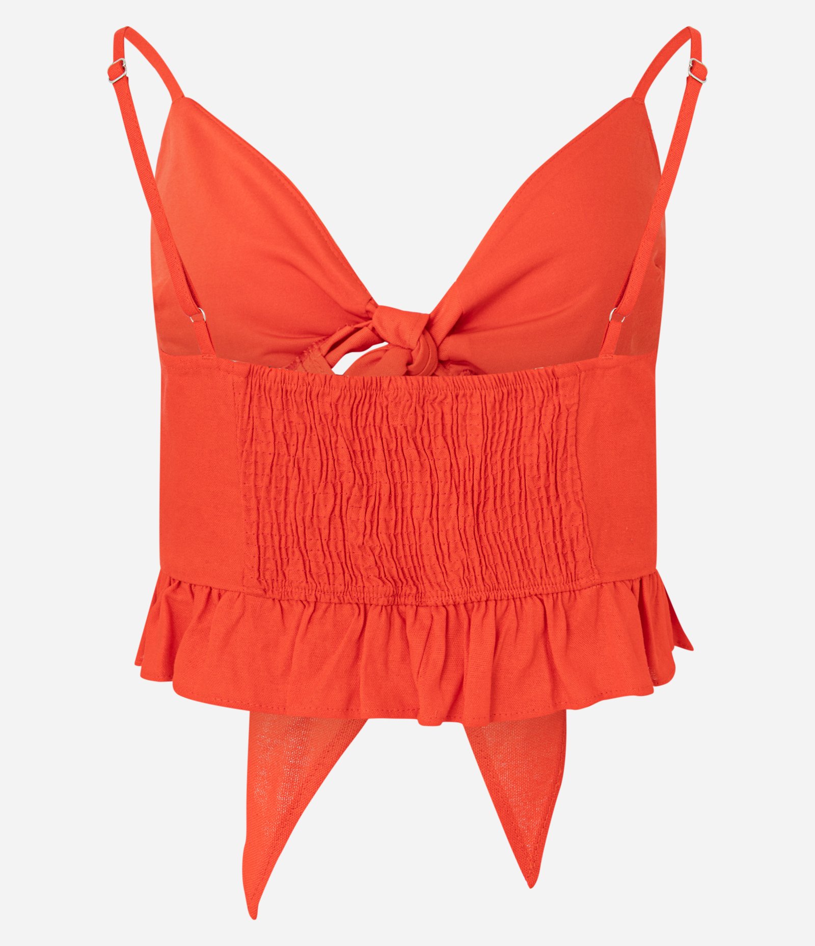 Blusa Top de Alça em Viscolinho com Amarração Laranja 6
