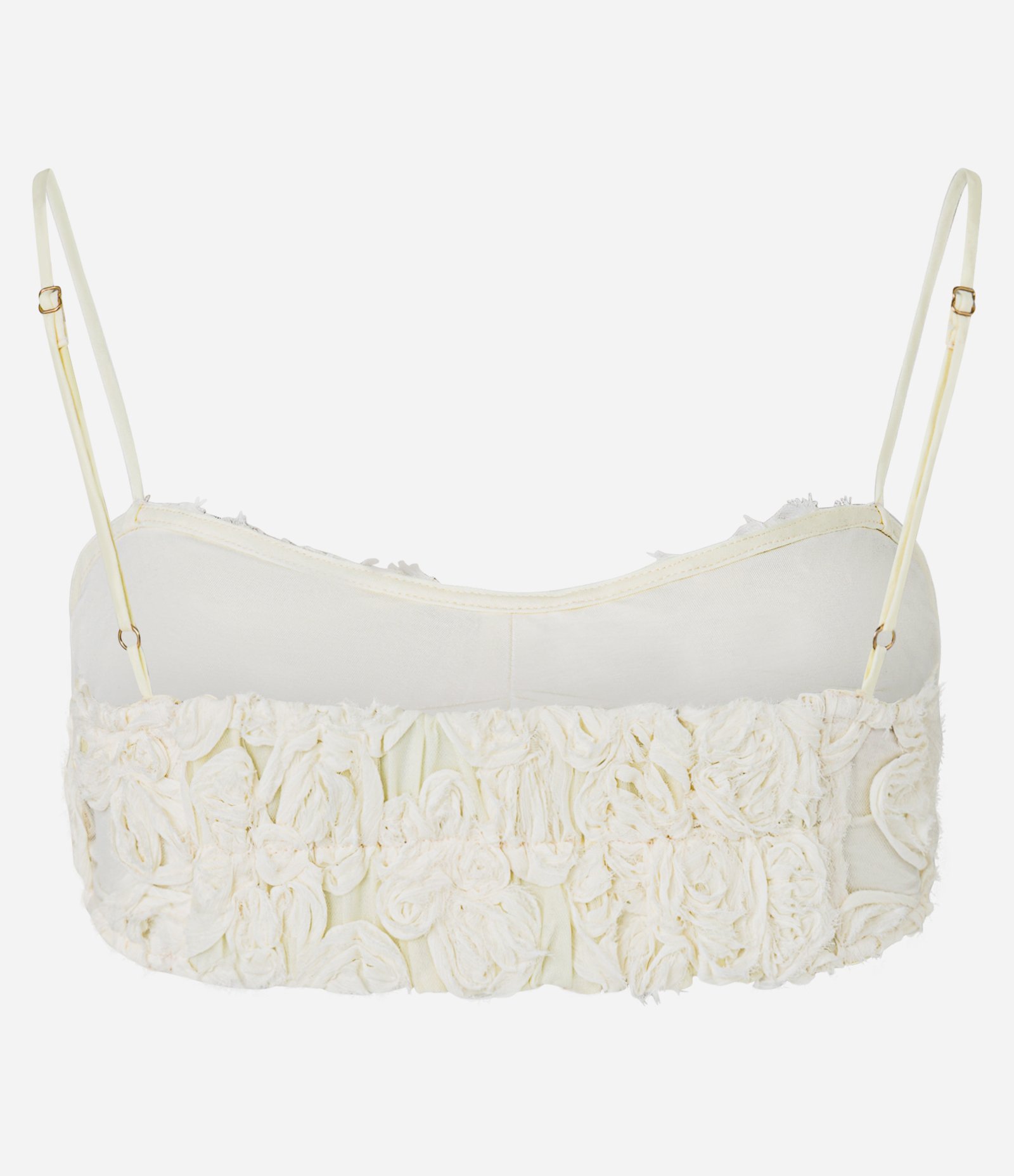 Top de Alça Fina em Tule com Bordados Flores 3D Off White 8