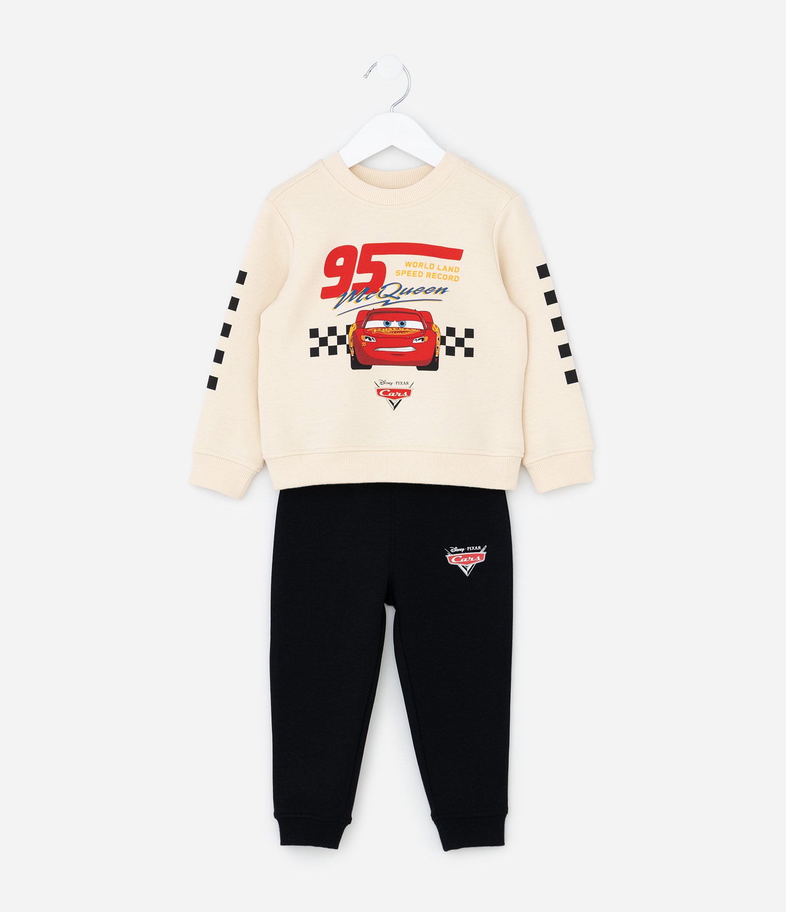 Conjunto Infantil Esportivo com Estampa Relâmpago McQueen – Tam 2 a 6 Anos Off White/Preto 2