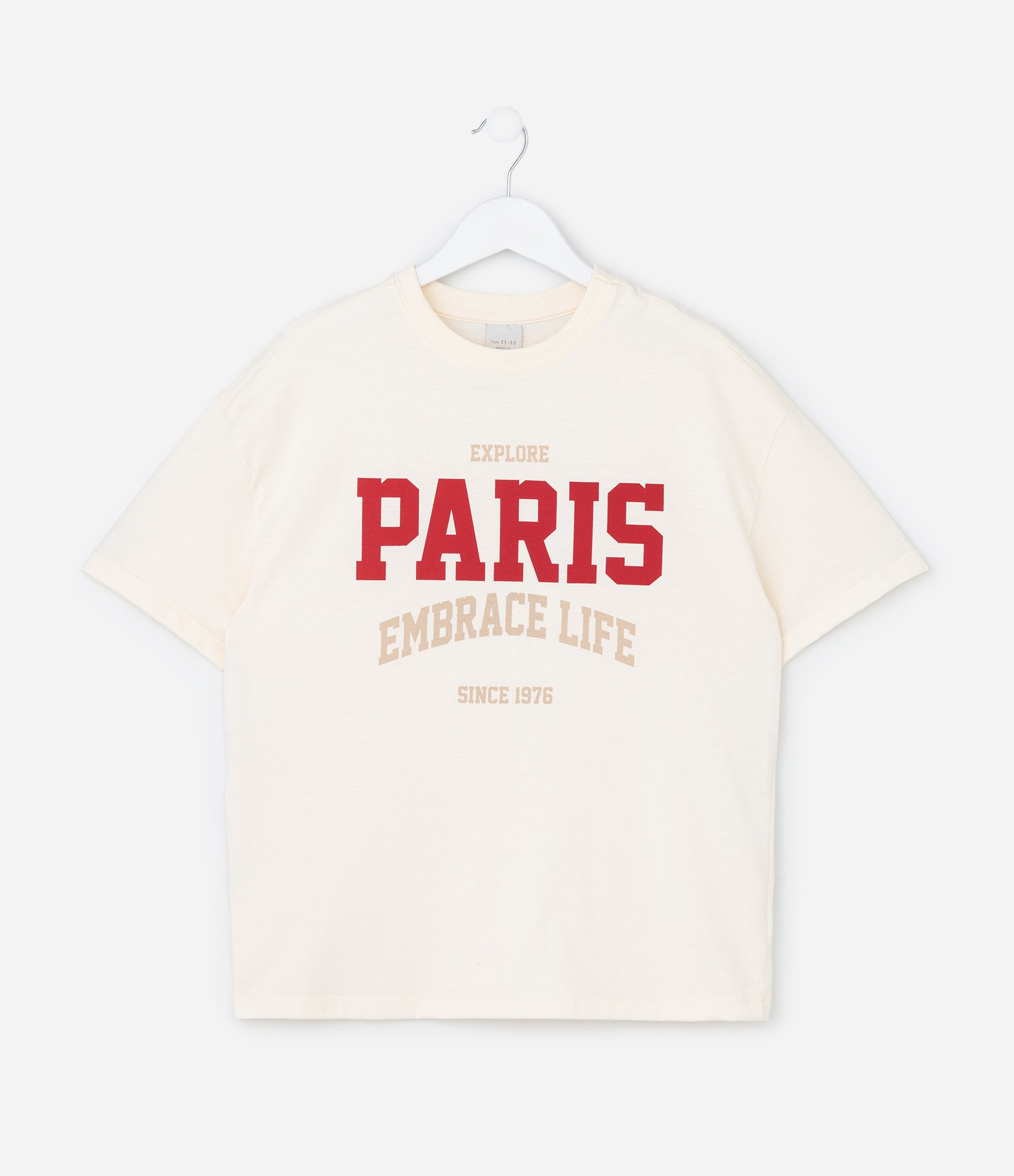 Camiseta Over Infantil com Estampa Paris - Tam 7 a 16 Anos Bege 2