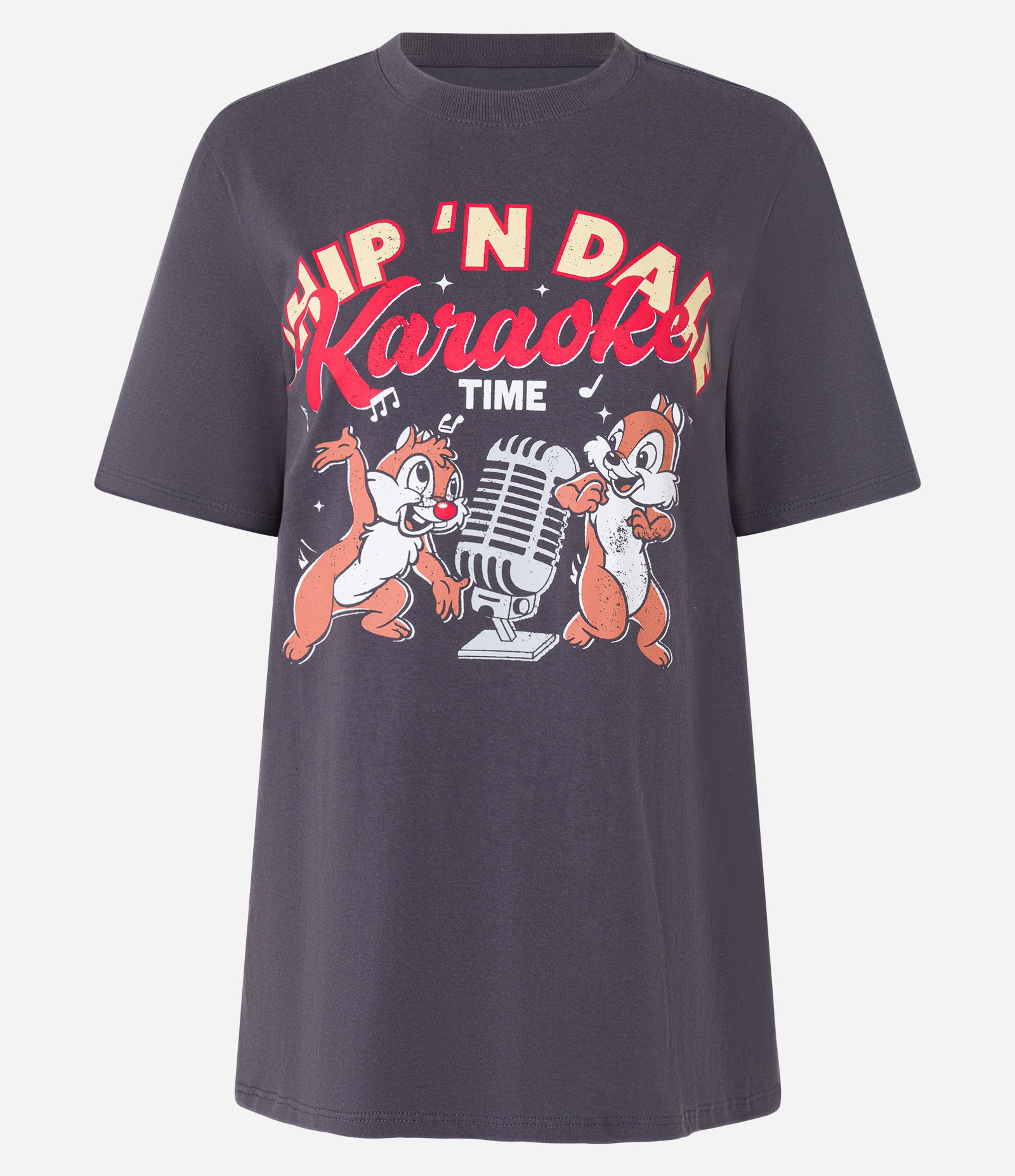 Camiseta T-shirt com Estampa Tico e Teco no Karaokê Cinza 4