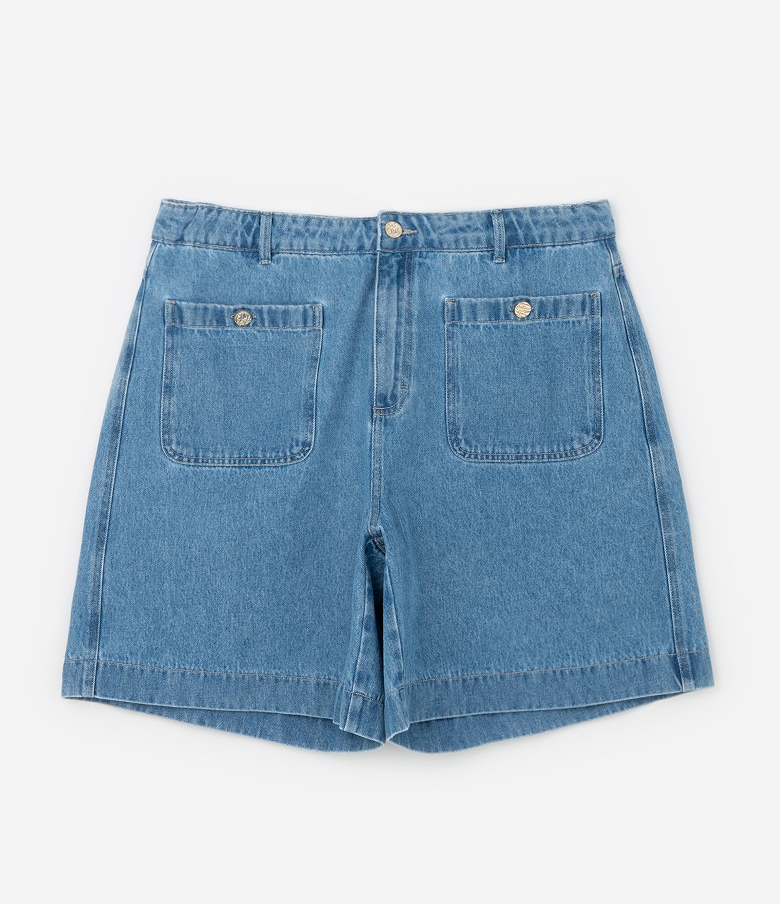 Bermuda em Jeans com Bolsos Curve & Plus Size Azul 6