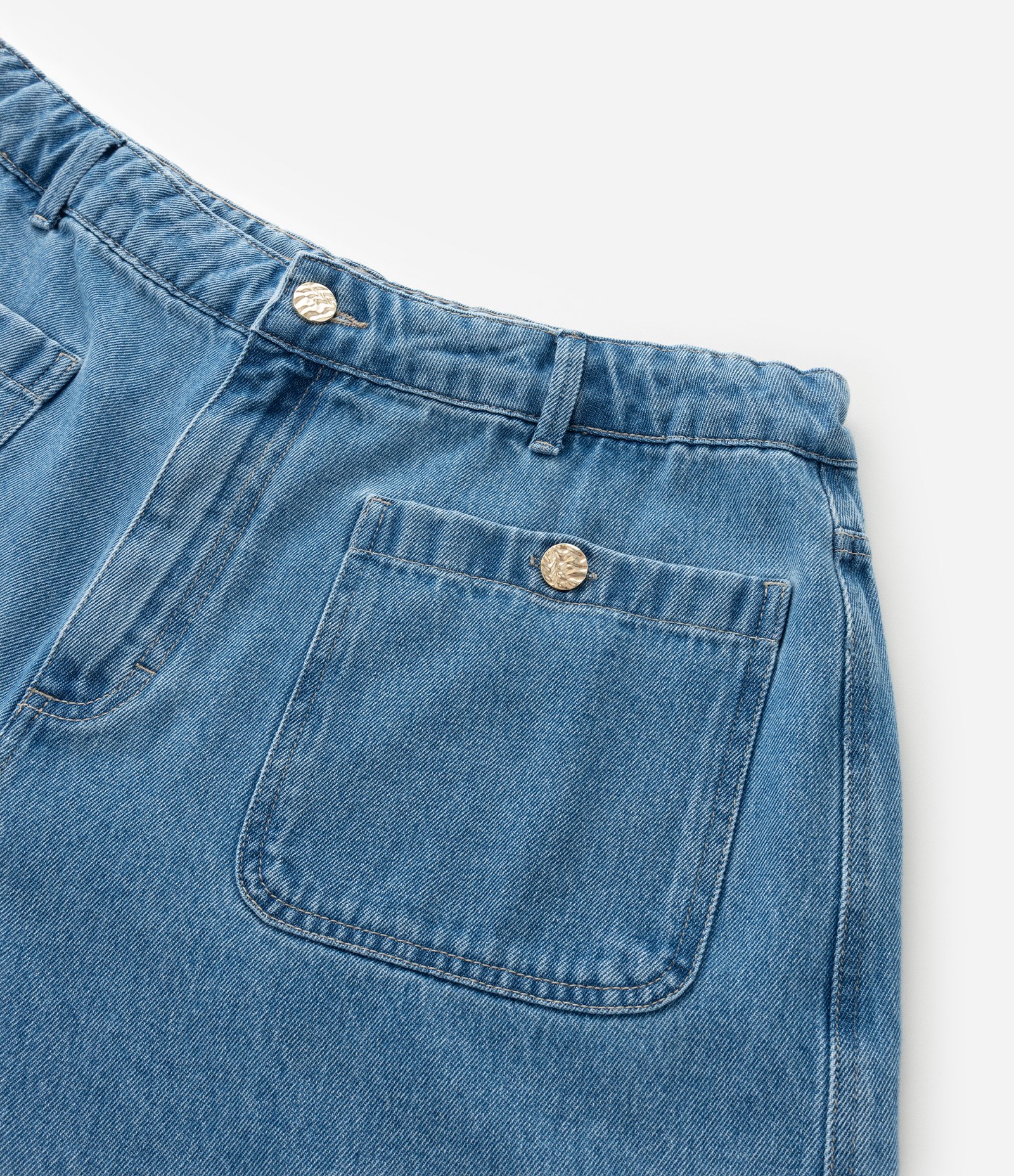 Bermuda em Jeans com Bolsos Curve & Plus Size Azul 8