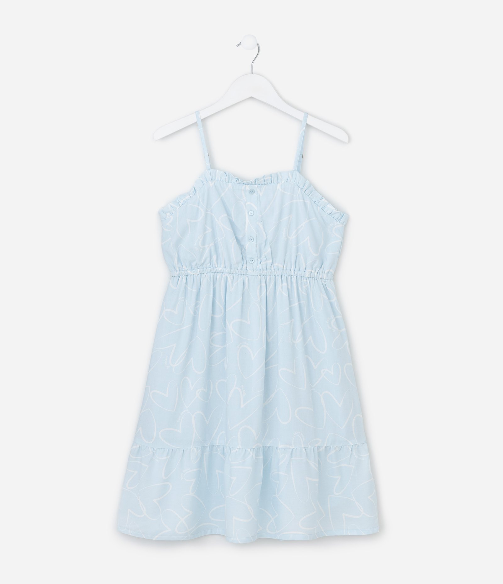 Vestido Infantil com Estampa de Corações - Tam 5 a 14 Azul 1