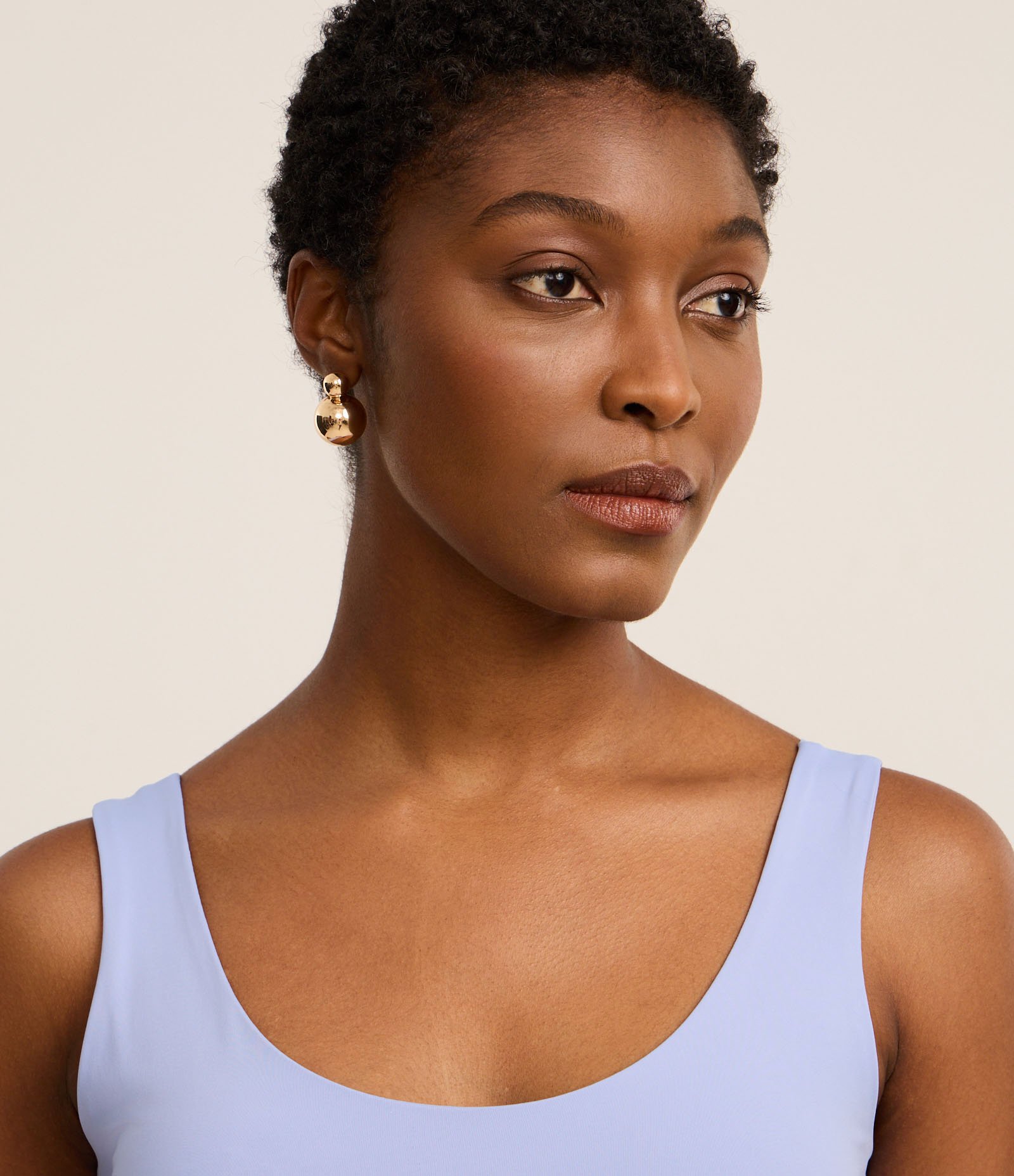 Blusa em Poliamida com Decote U e Alça Larga Azul Arroxeado 4