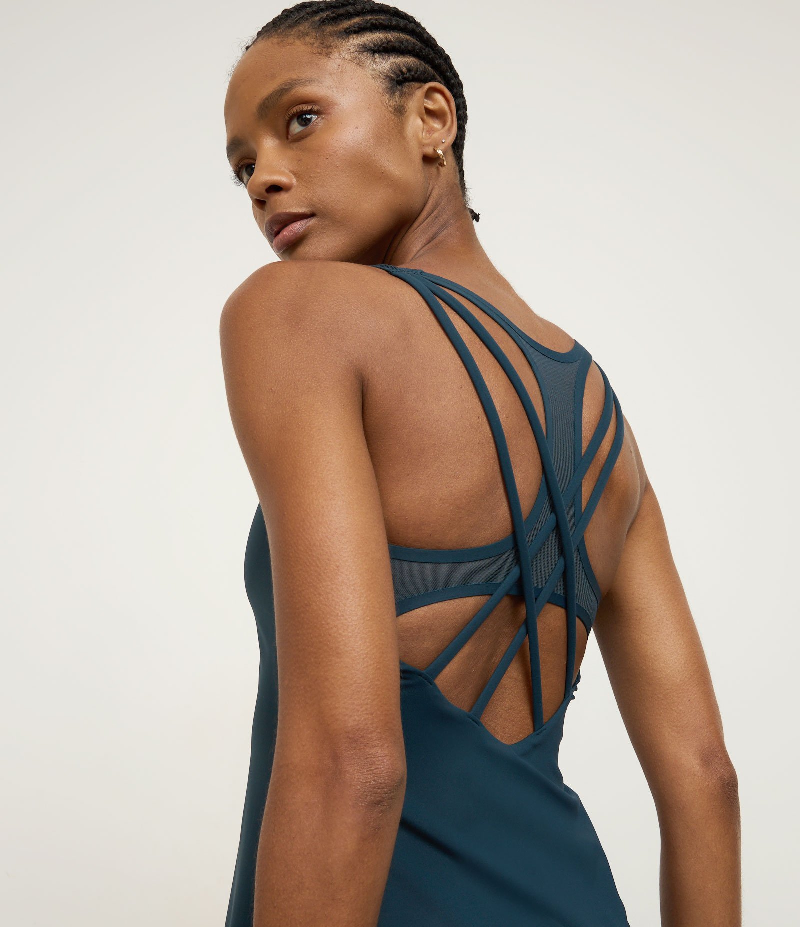 Vestido Esportivo em Microfibra com Shorts Interno Azul Marinho 1