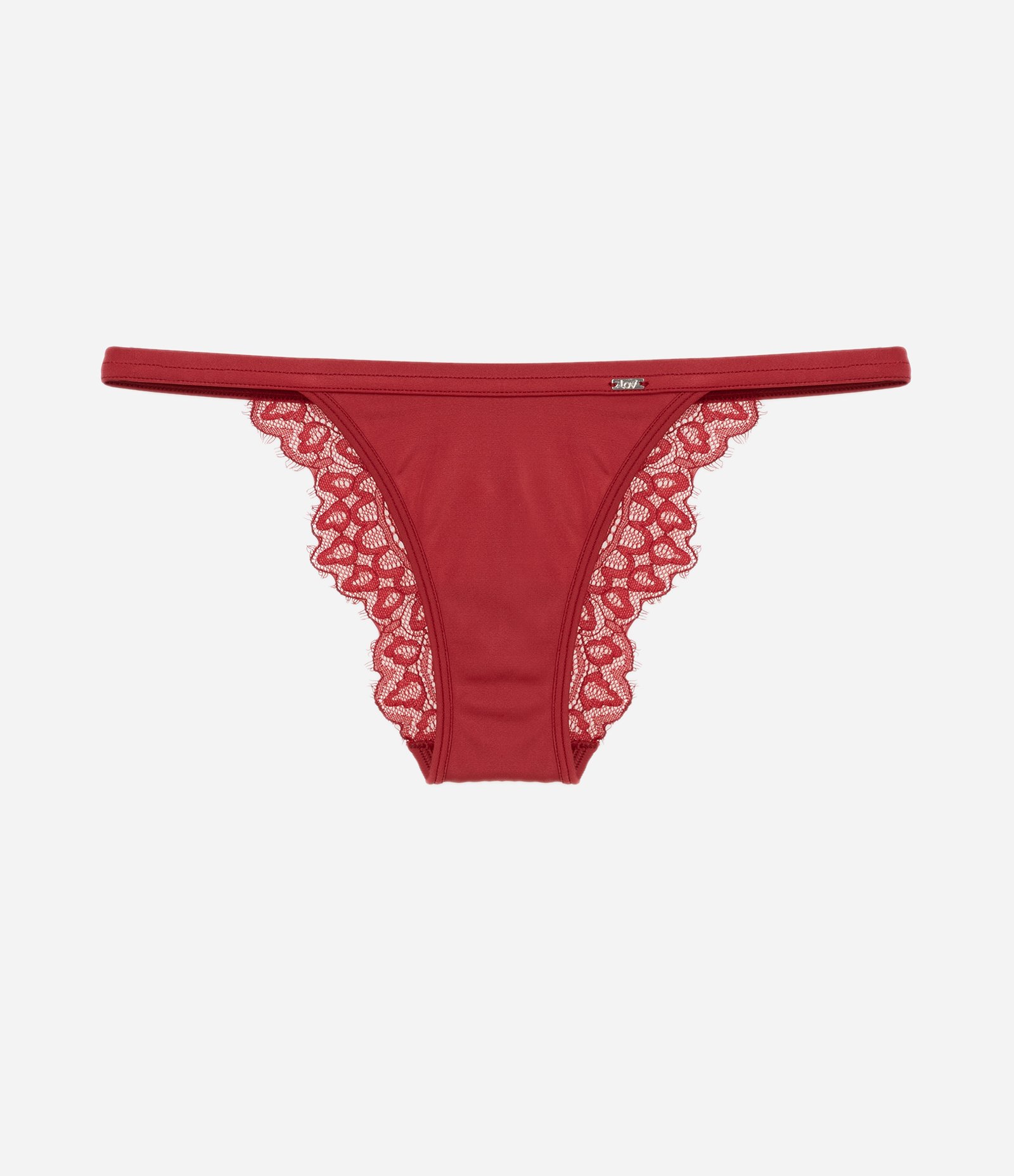 Calcinha String em Renda Floral Vermelho 5