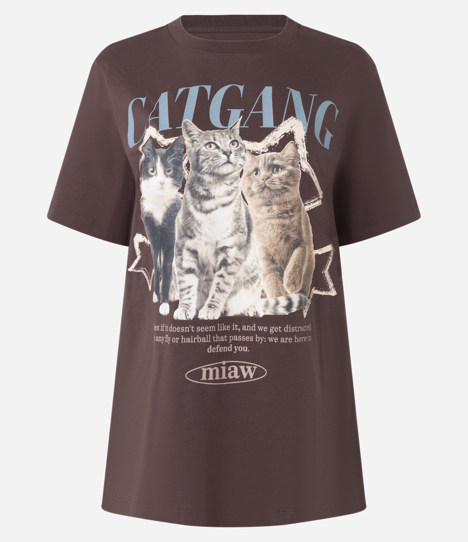 Camiseta T-shirt em Algodão com Estampa Gangue de Gatinhos Marrom 4