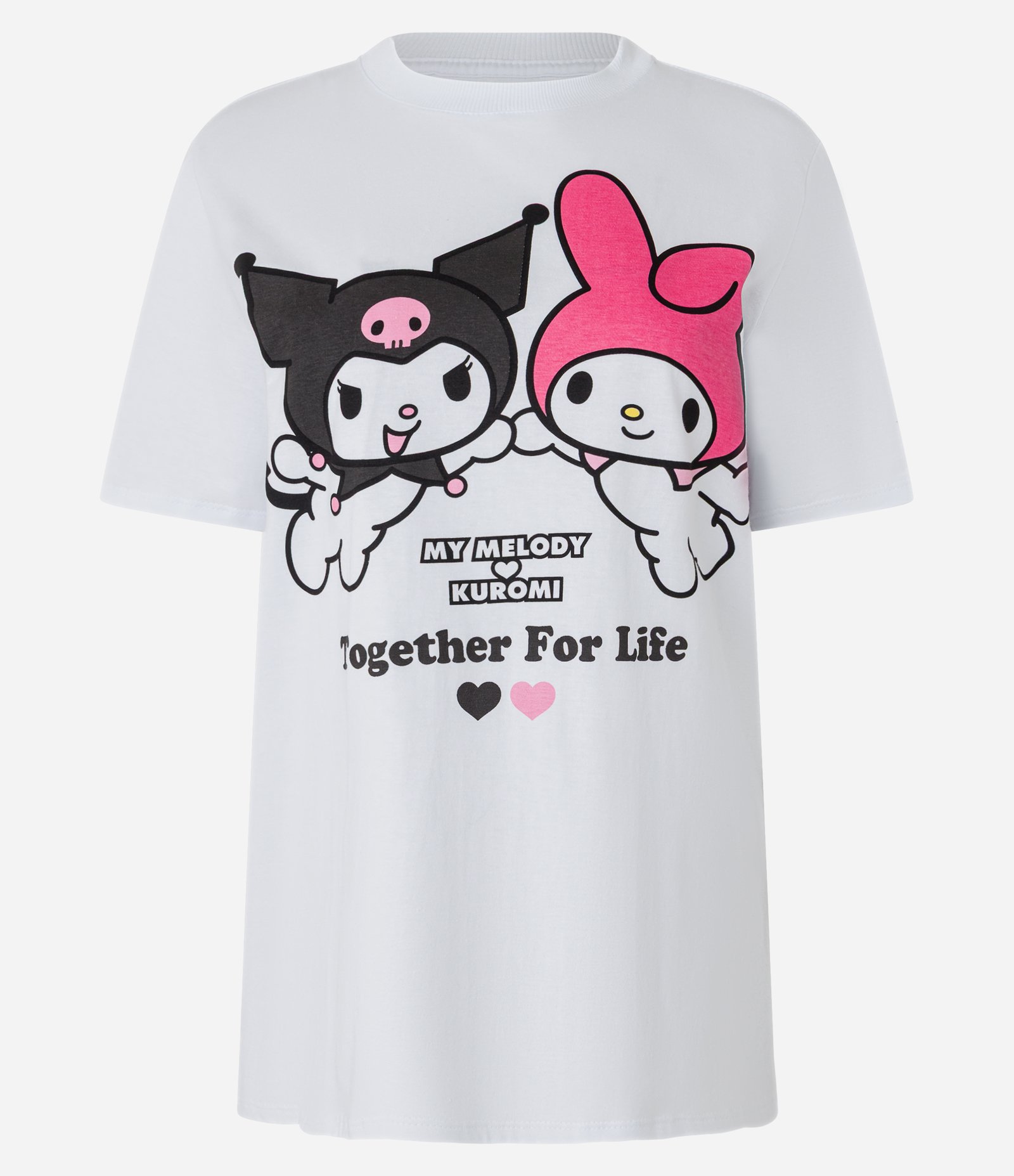 Camiseta T-Shirt em Algodão com Estampa e Lettering My Melody e Kuromi Branco 4