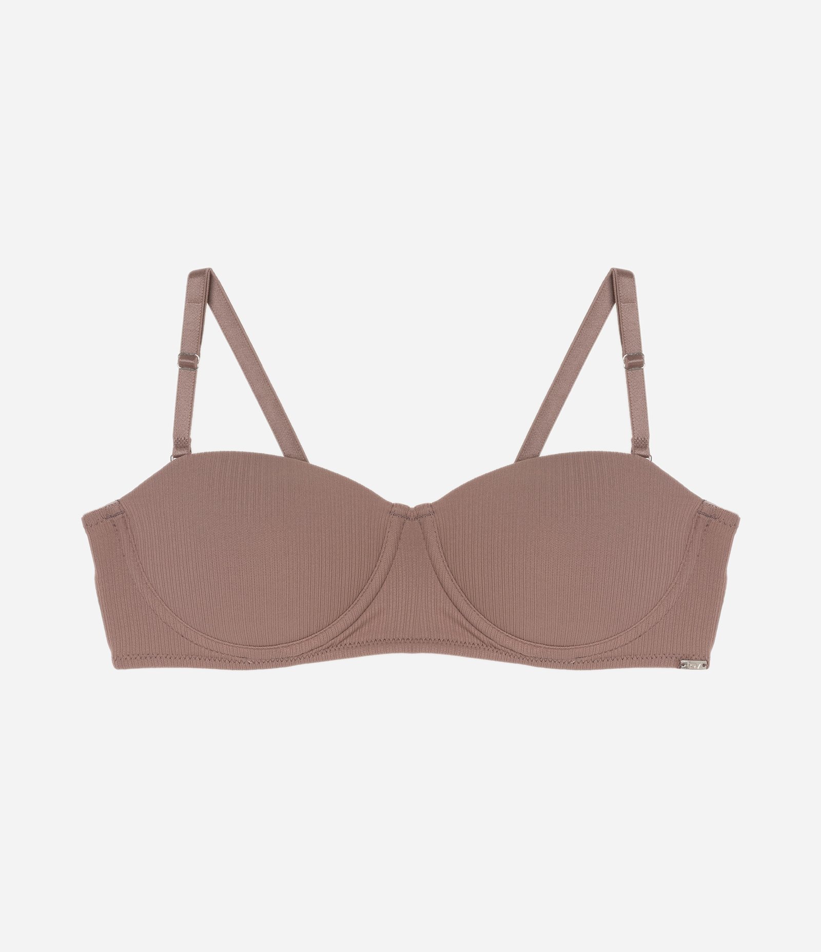 Sutiã Tomara que Caia com Bojo em Microfibra Texturizada Marrom 6