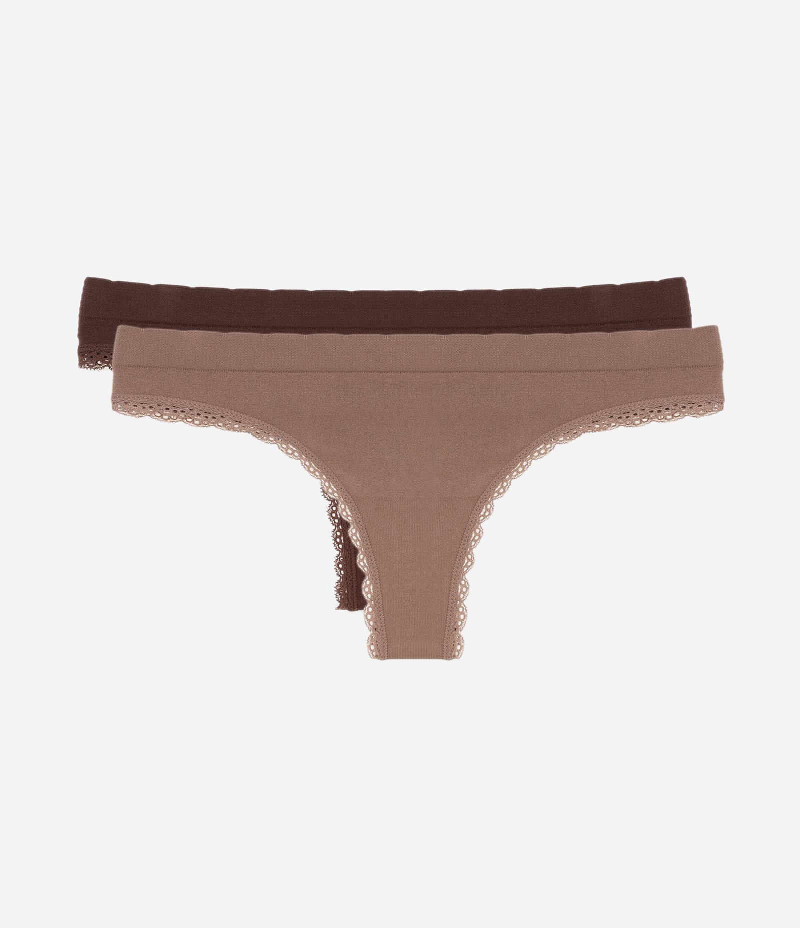 Kit 02 Calcinhas Biquíni em Poliamida Seamless Marrom Claro/Marrom Escuro 1