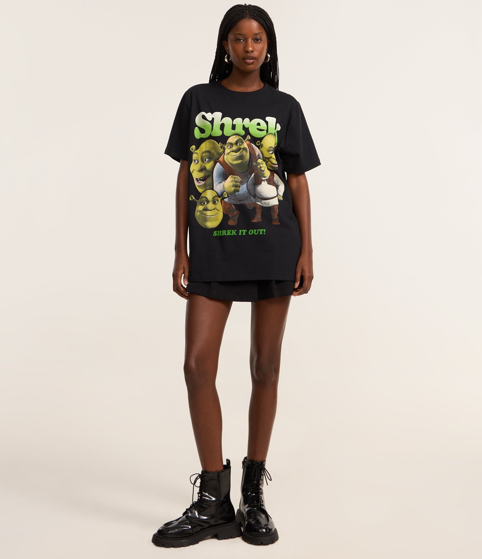 Camiseta em Algodão com Estampa Shrek Preto 2