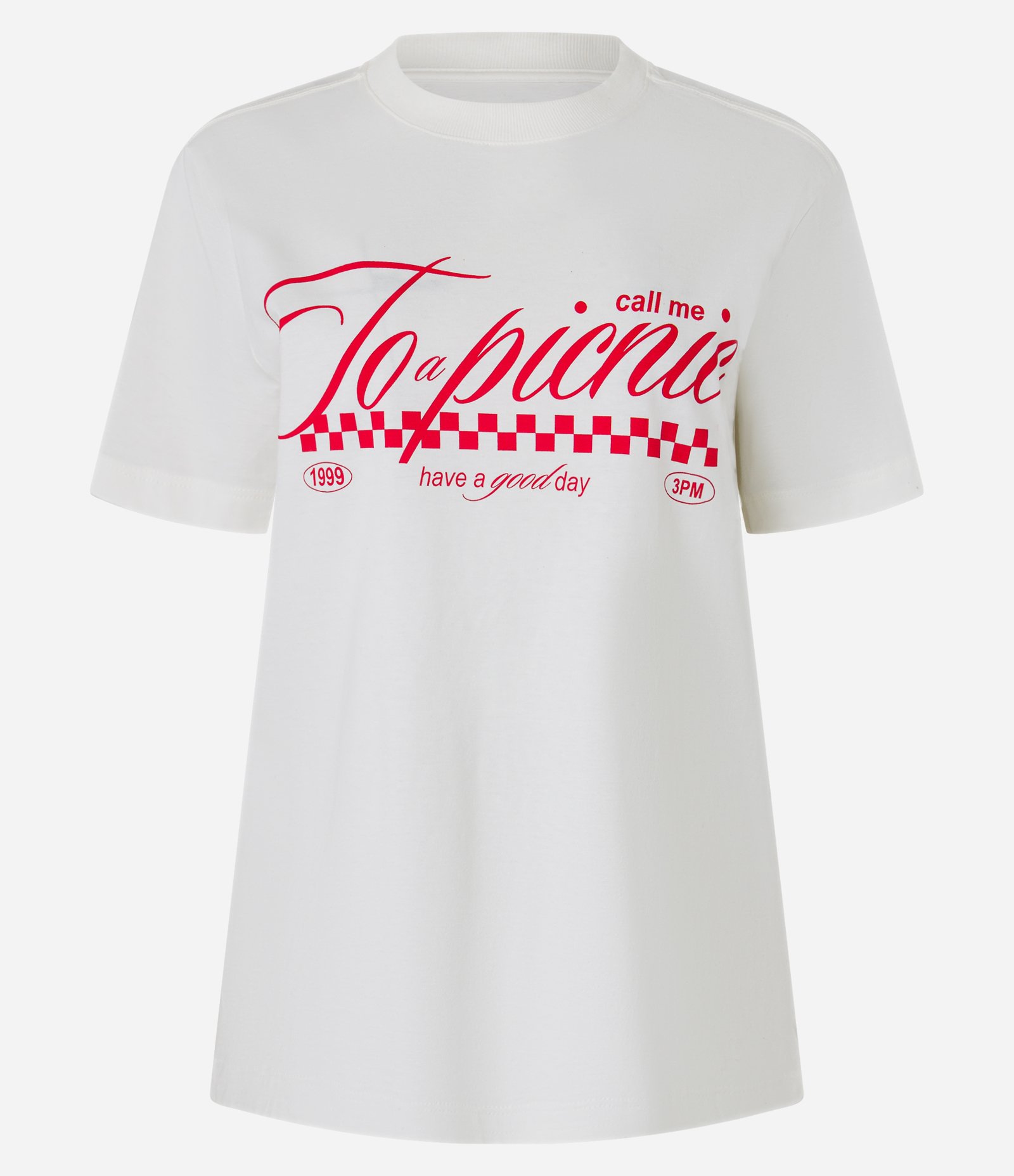 Camiseta em Algodão com Estampa Picnic Frente e Costas Branco 4