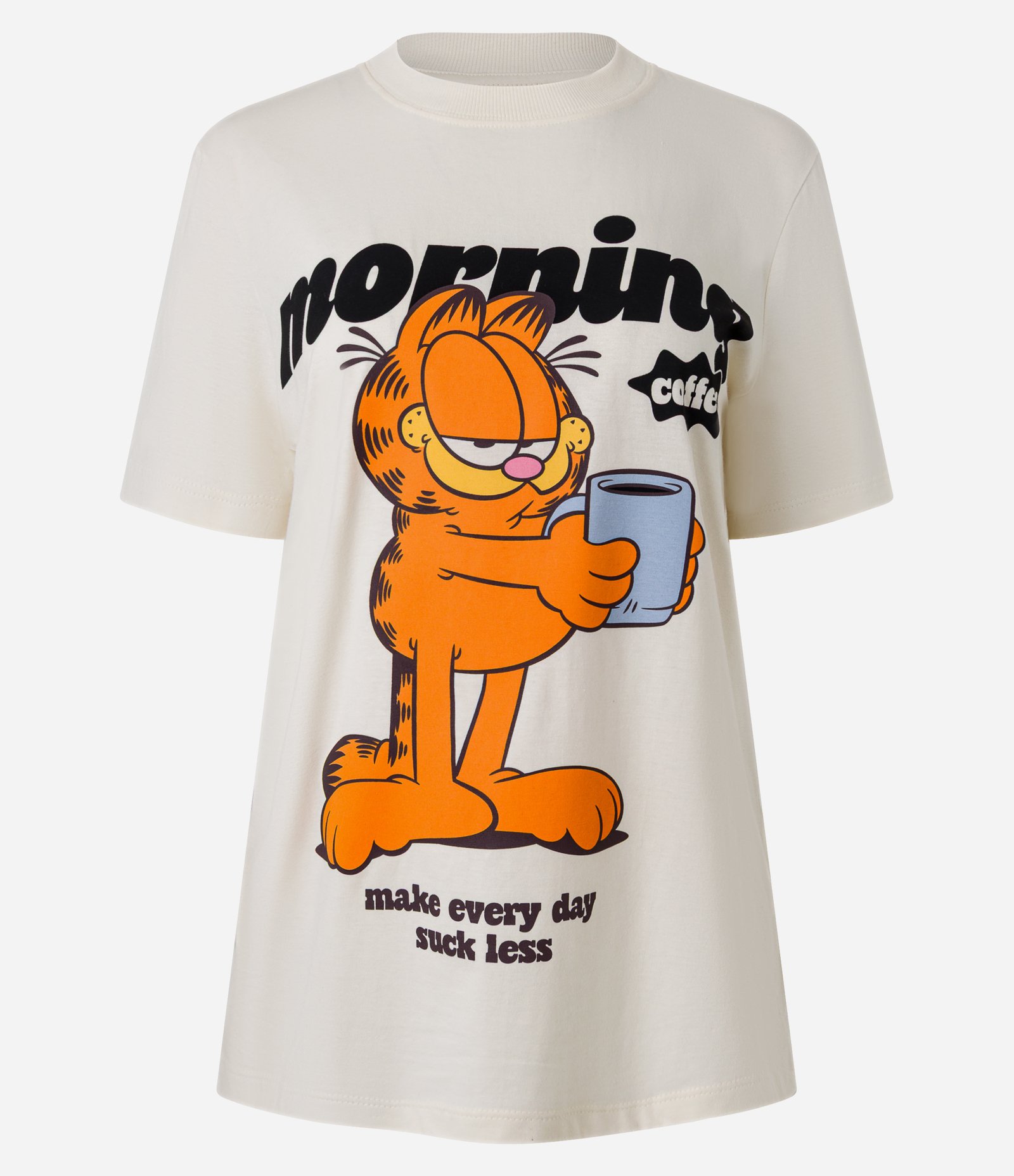 Camiseta em Algodão com Estampa Garfield Off White 5