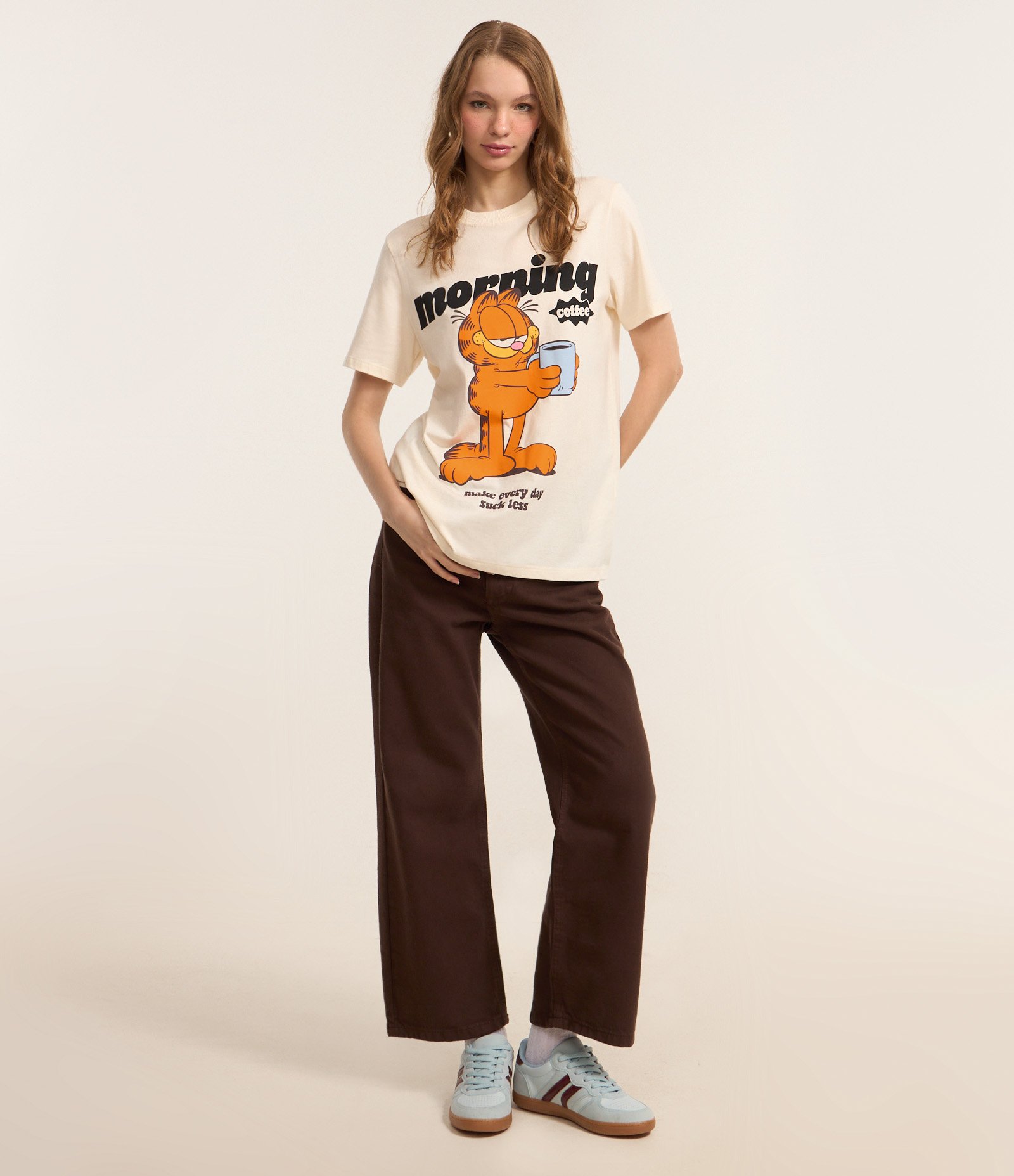 Camiseta em Algodão com Estampa Garfield Off White 2