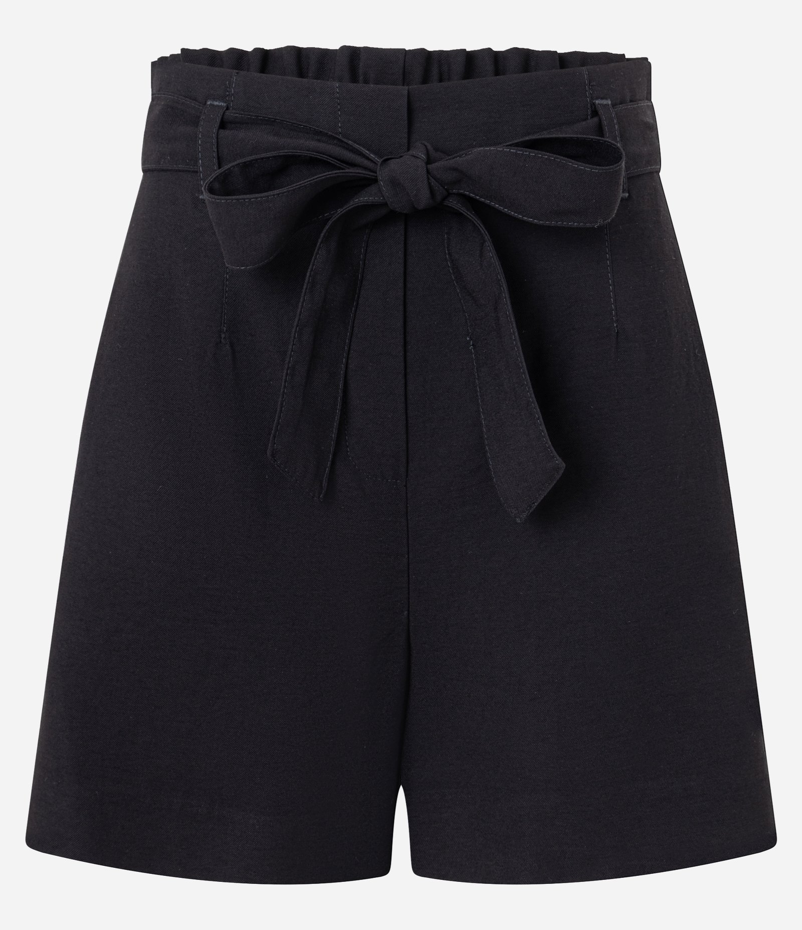 Short Clochard Alfaiatado em Viscose com Cinto Amarração Preto 5