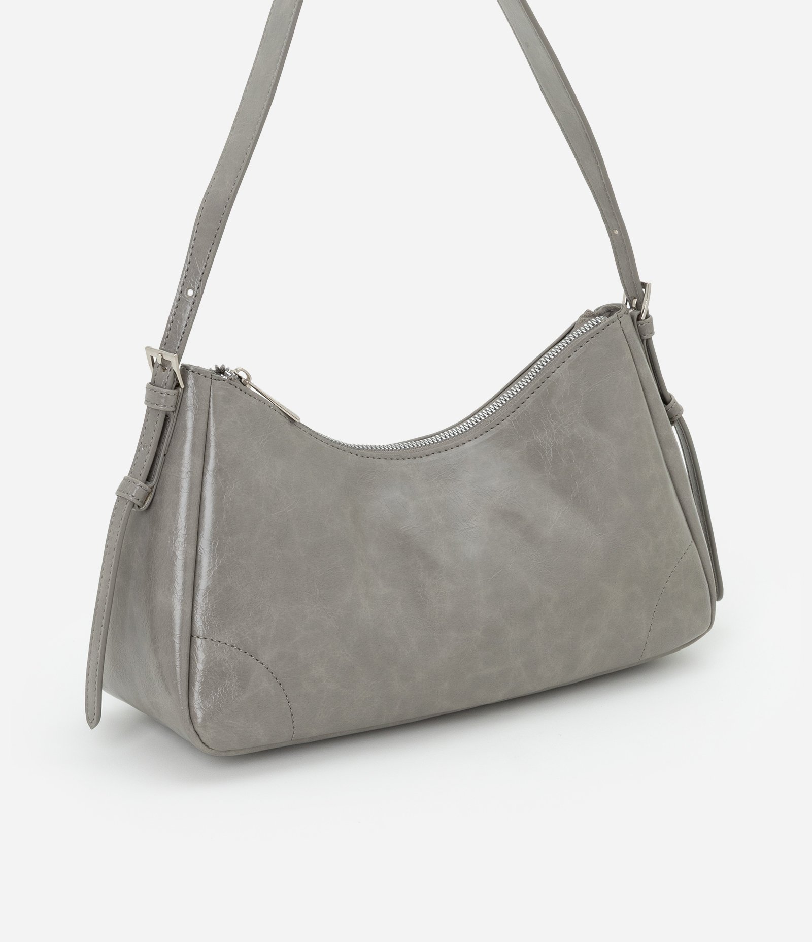 Bolsa Shoulder em PU com Alça de com Fivela Cinza 2
