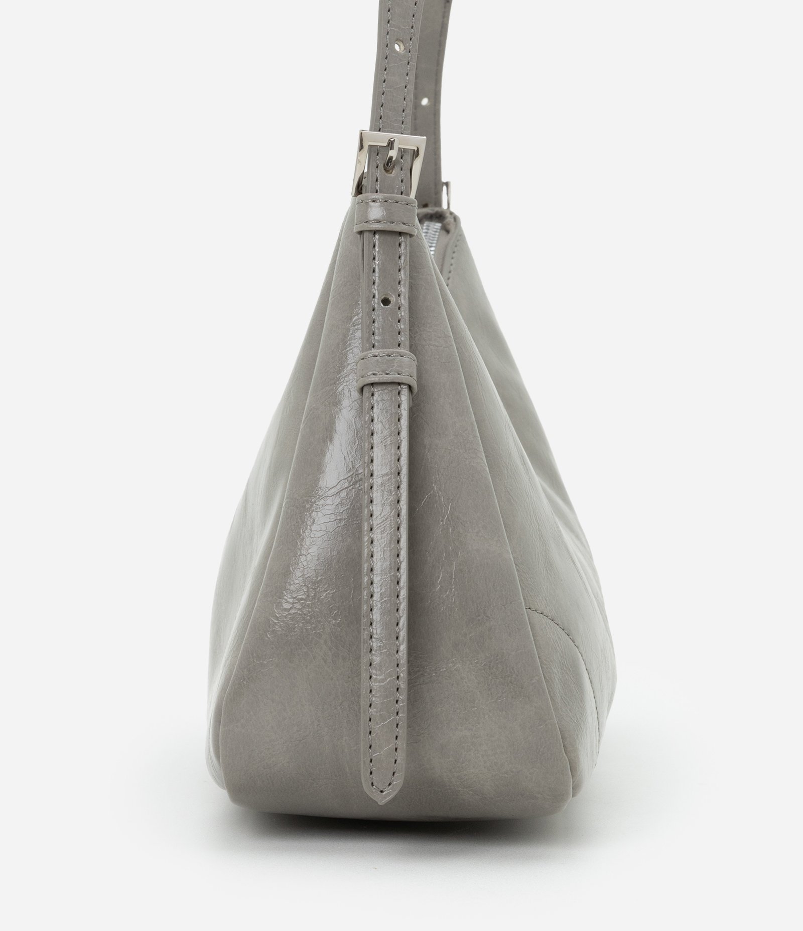 Bolsa Shoulder em PU com Alça de com Fivela Cinza 3