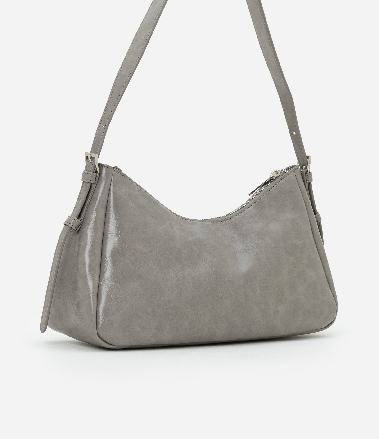 Bolsa Shoulder em PU com Alça de com Fivela Cinza 4